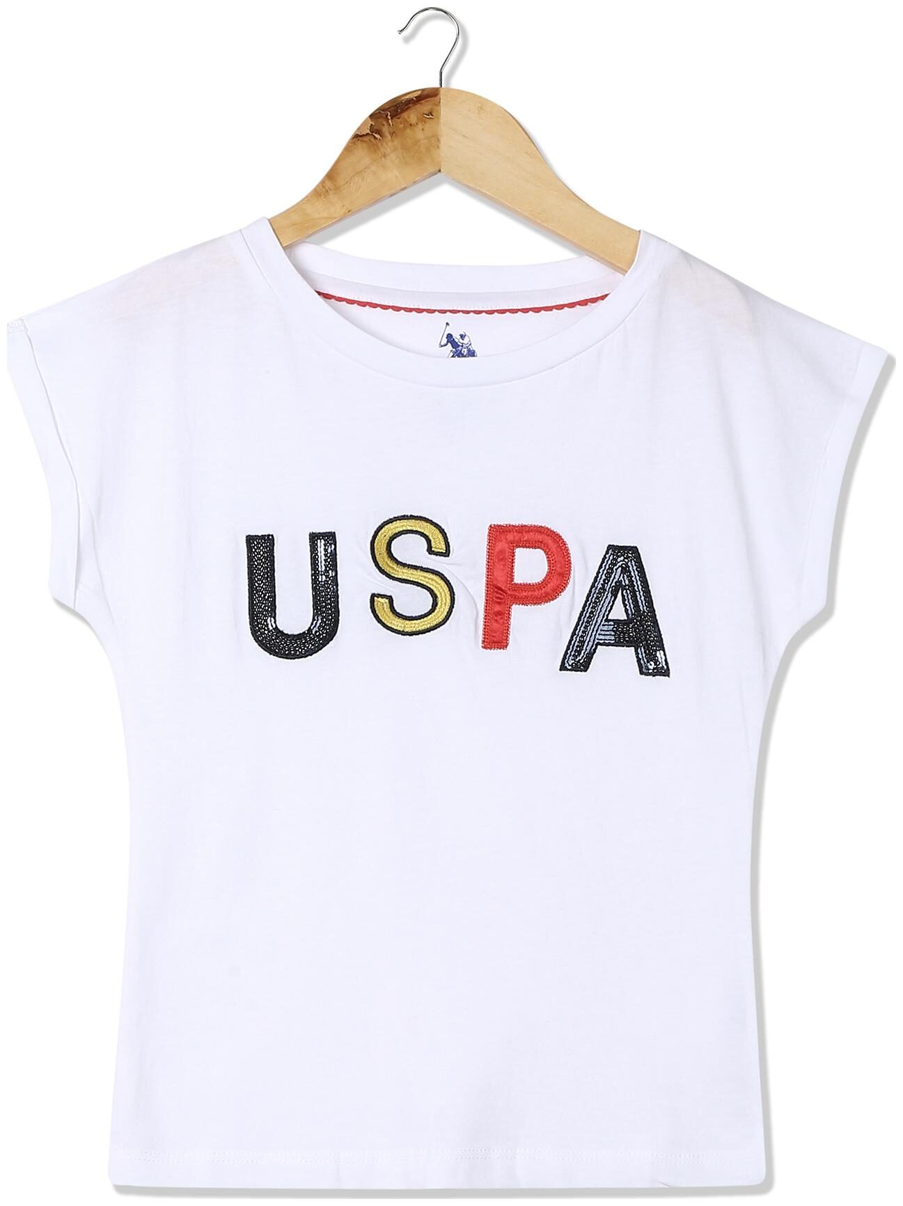 

U S Polo Assn Girl Cotton Self design Top - White