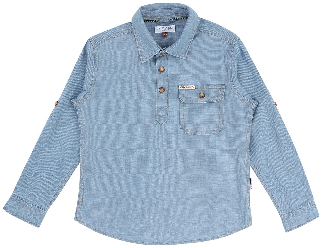 

U S Polo Assn Boy Cotton Solid Shirt Blue