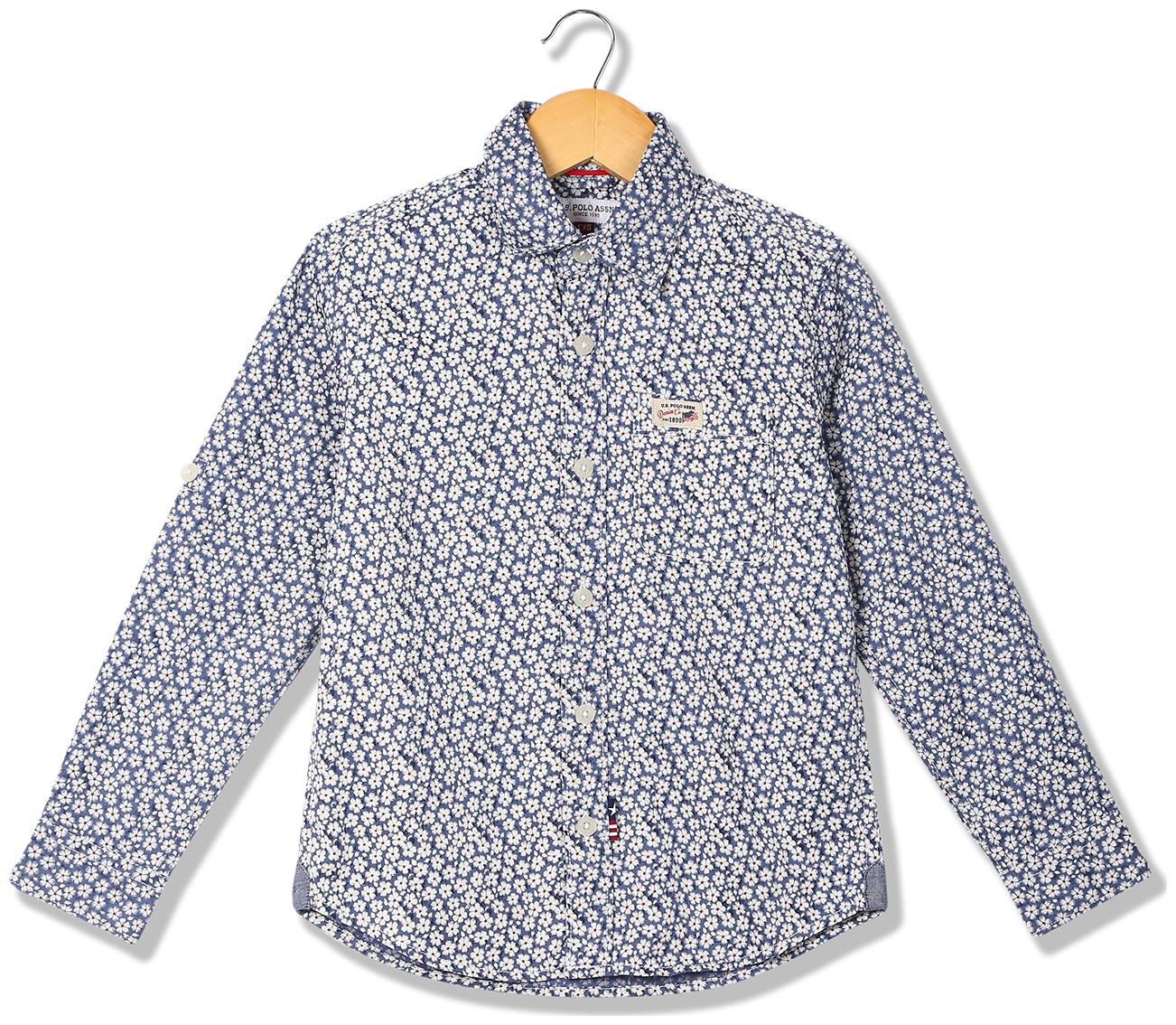 

U S Polo Assn Boy Cotton Printed Shirt Blue