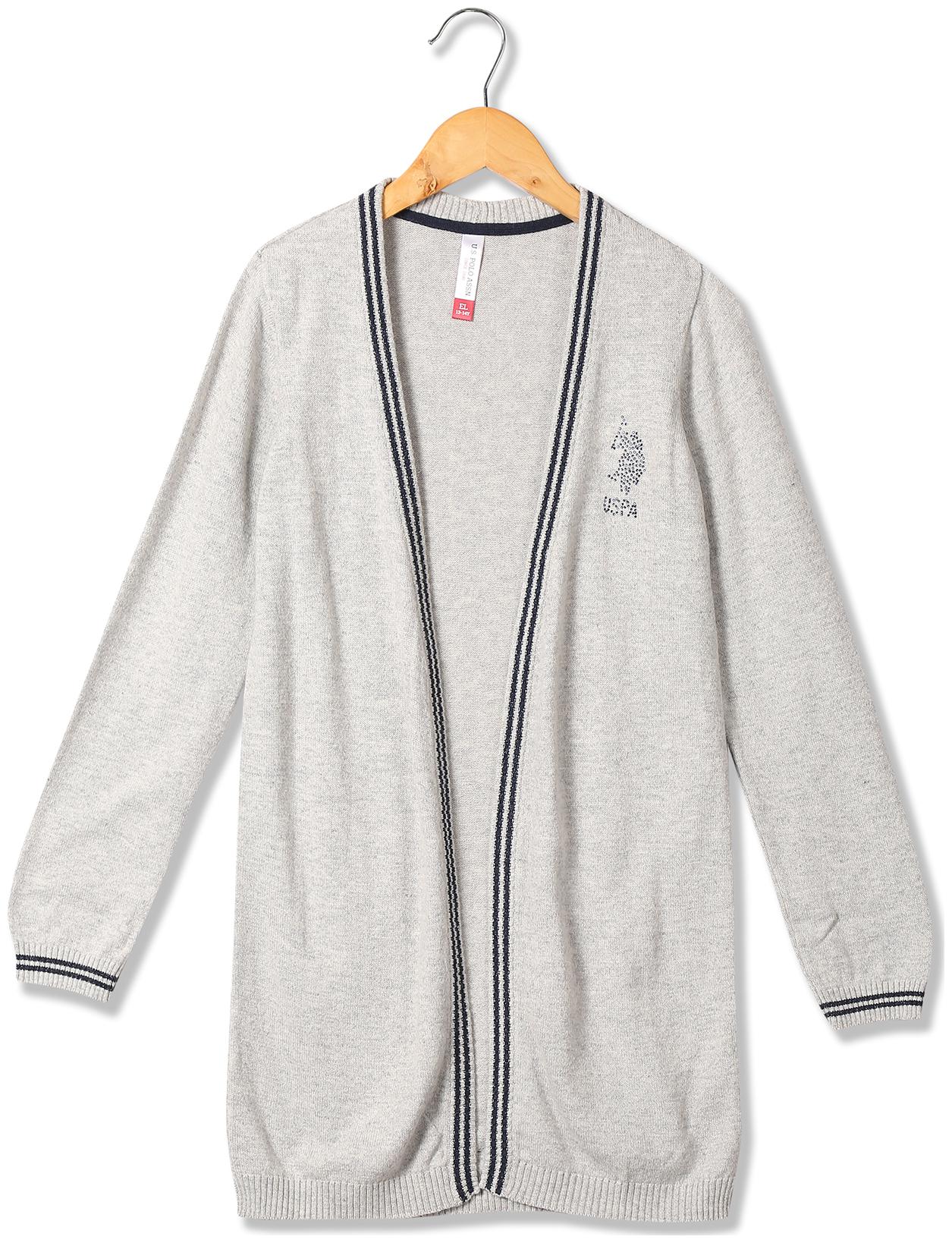 

U S Polo Assn Girl Cotton Solid Top - Grey