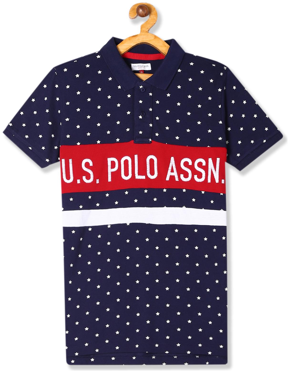 

U S Polo Assn Boy Cotton Printed T-shirt - Blue