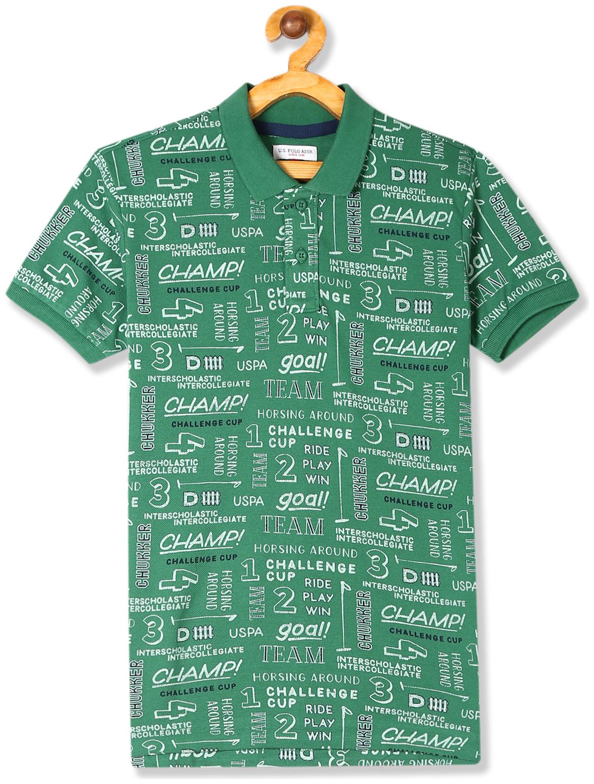 

U S Polo Assn Cotton Printed T shirt for Baby Boy - Green