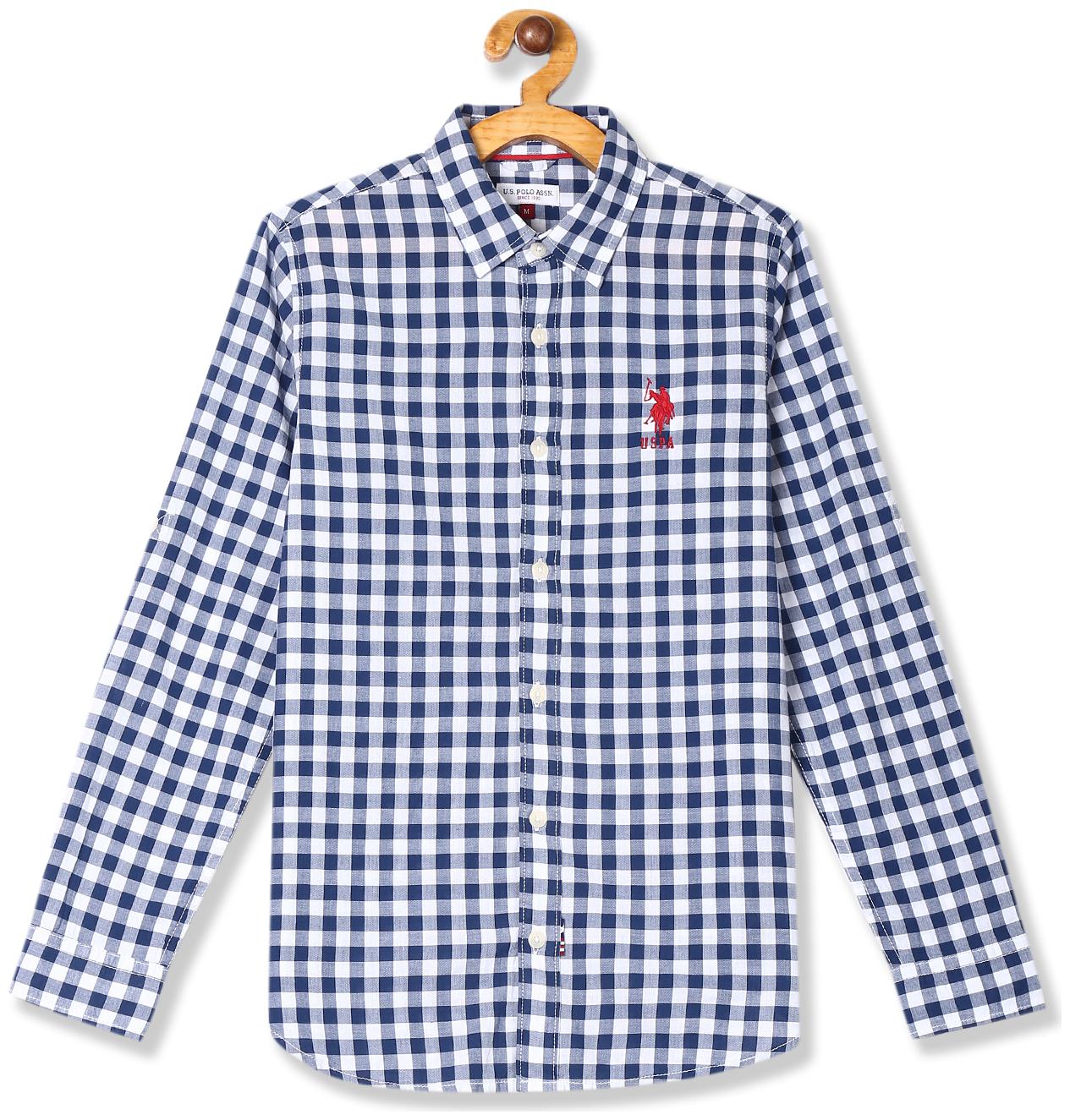 

U S Polo Assn Cotton Checked Shirt for Baby Boy - Blue