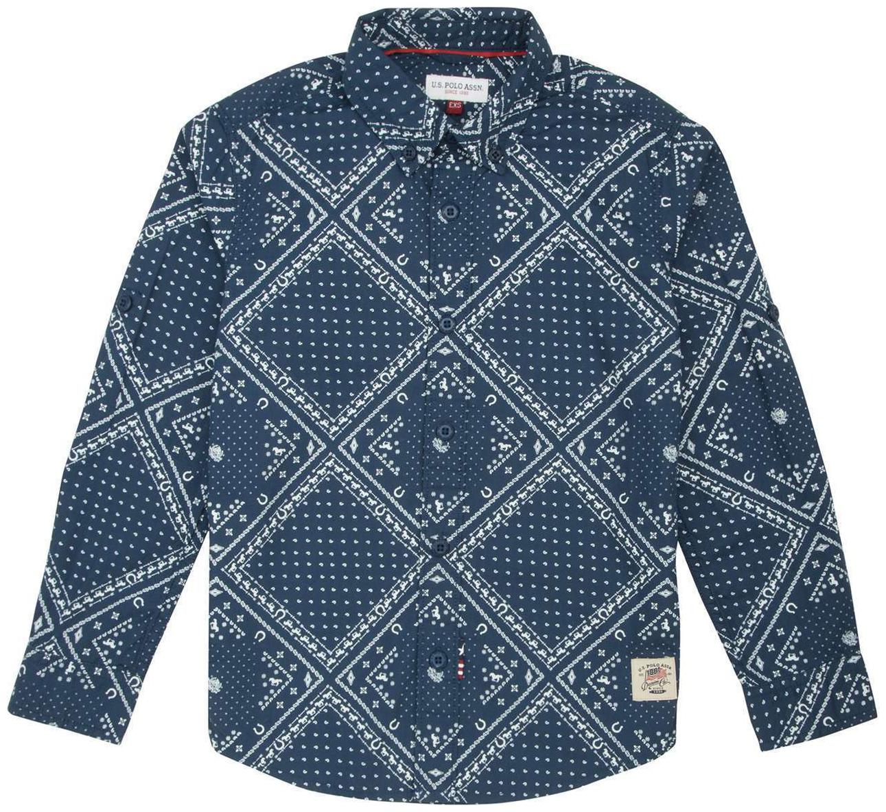 

U S Polo Assn Boy Cotton Printed Shirt Blue