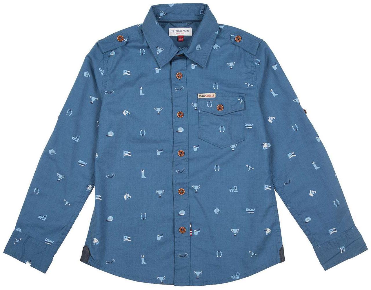

U S Polo Assn Boy Cotton Printed Shirt Blue