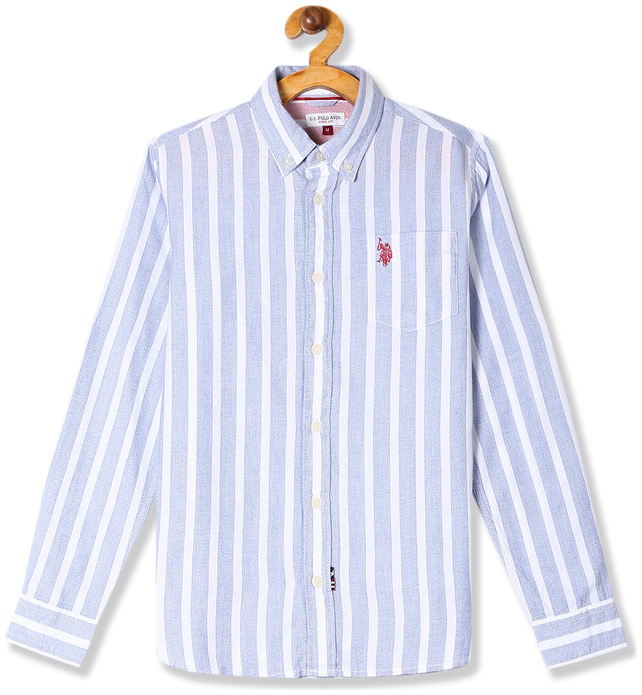 

U S Polo Assn Cotton Striped Shirt for Baby Boy - Blue