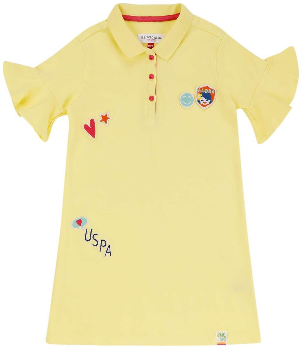 

U S Polo Assn Yellow Cotton Short Sleeves Above Knee Princess Frock ( Pack of 1 )