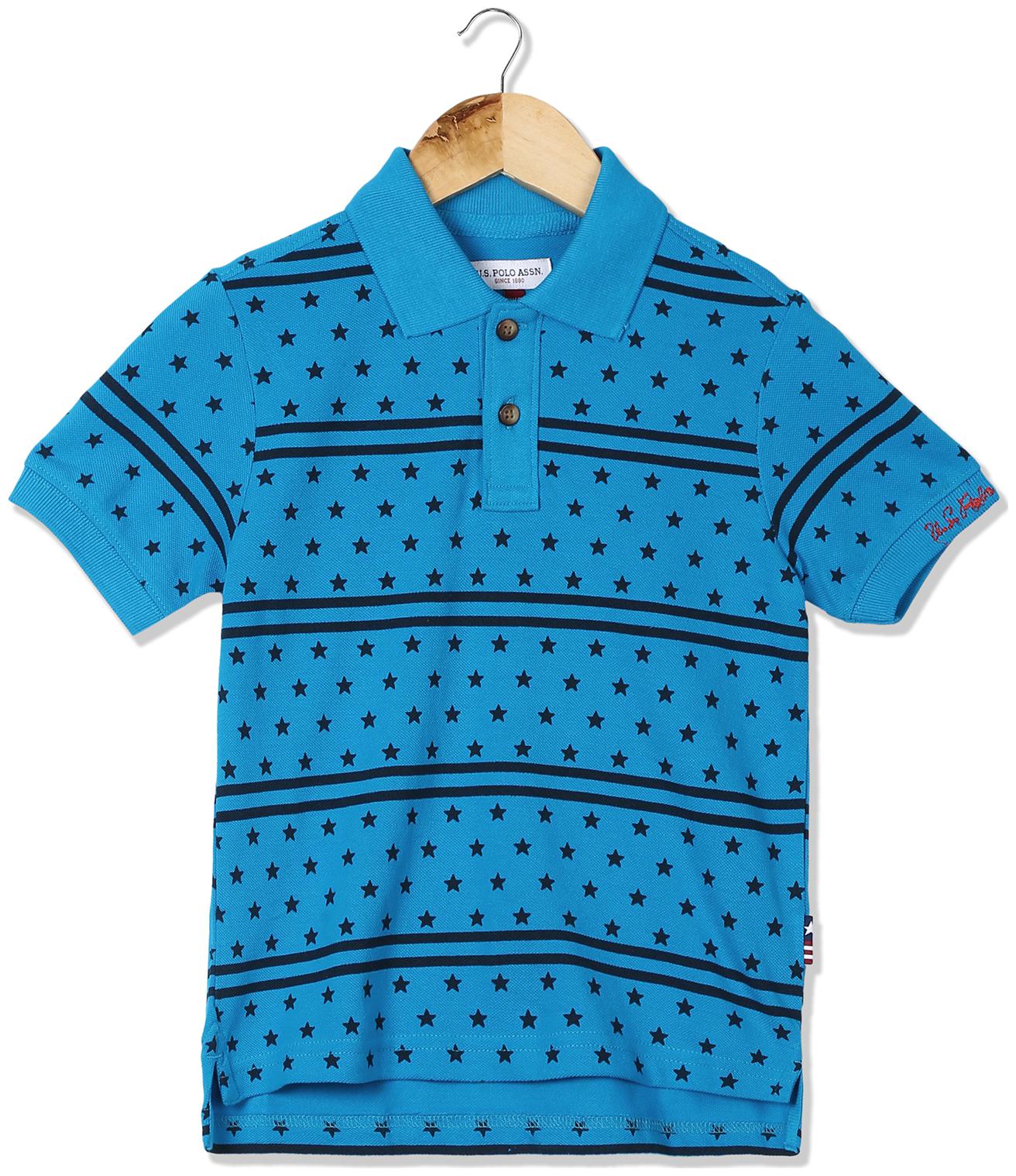 

U S Polo Assn Boy Cotton Printed T-shirt - Blue