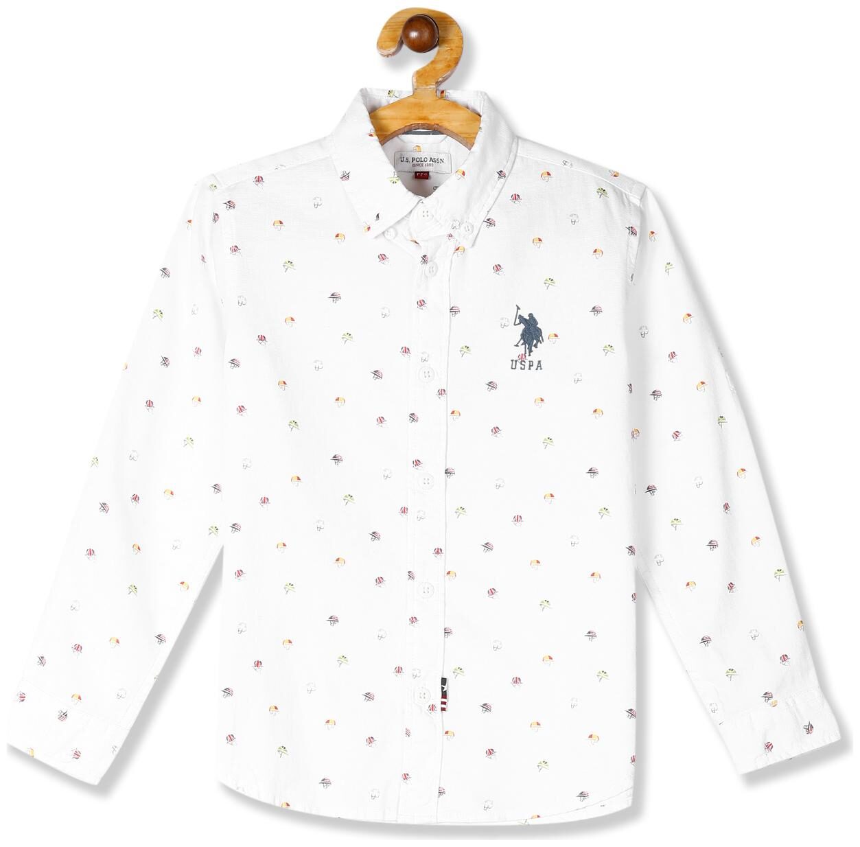 

U S Polo Assn Boy Cotton Printed Shirt White