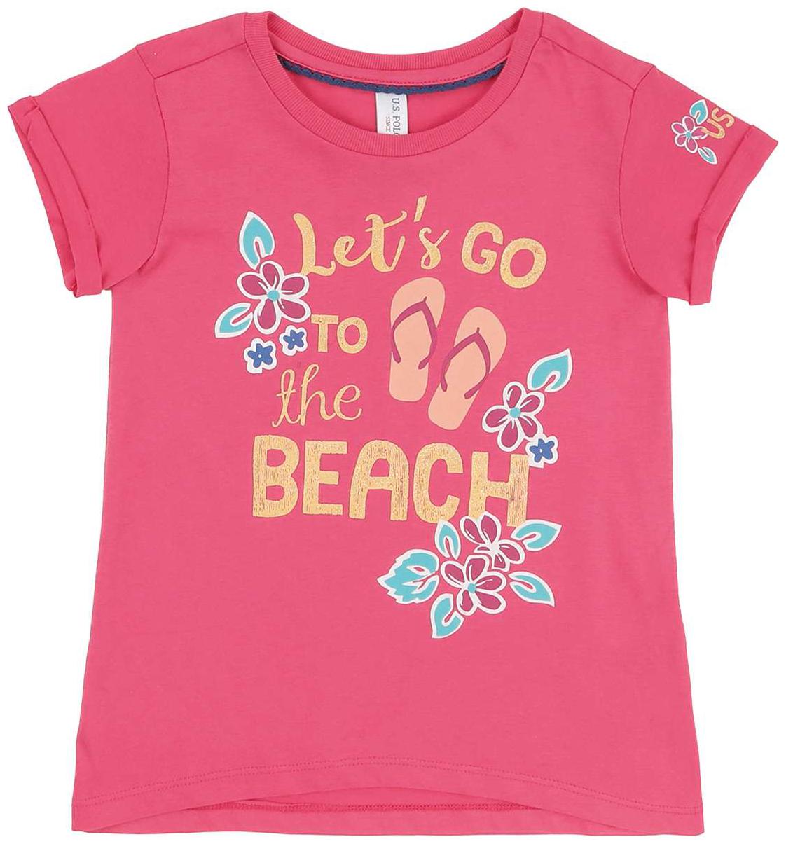 

U S Polo Assn Girl Cotton Printed T shirt - Pink