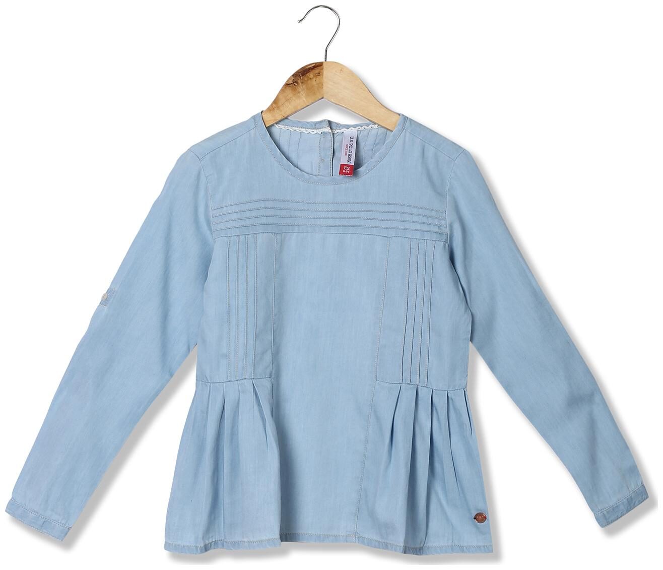 

U S Polo Assn Girl Blended Solid Top - Blue