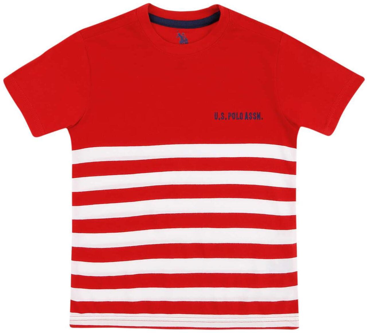 

U S Polo Assn Boy Cotton Striped T-shirt - Red