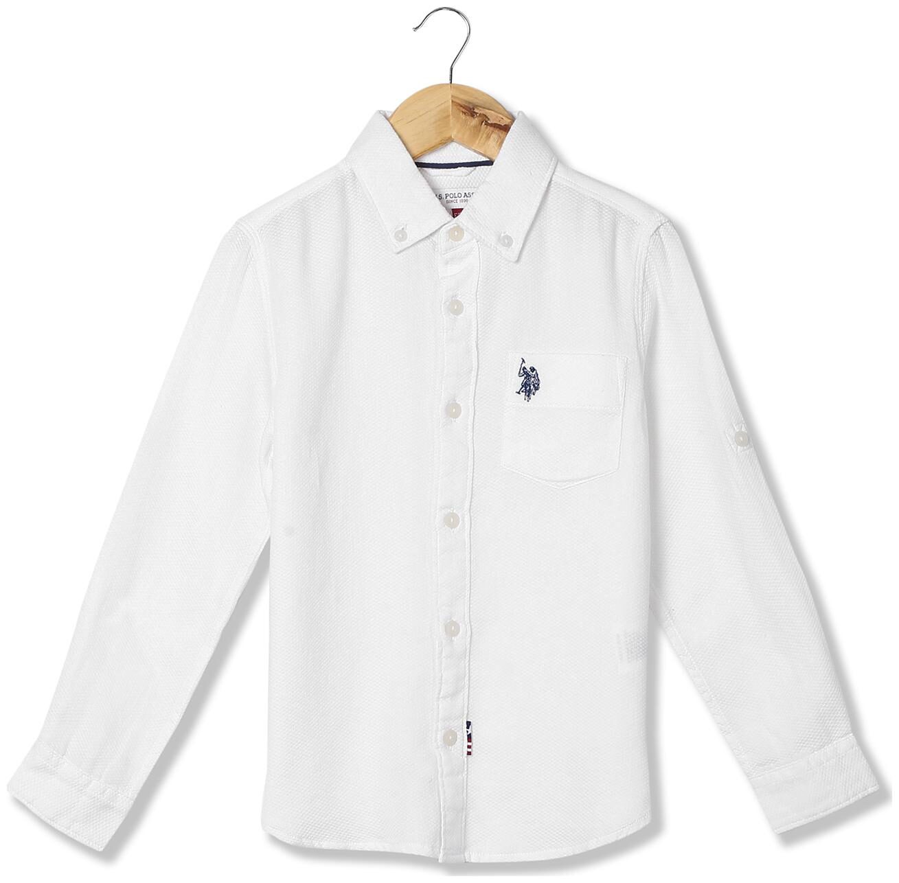 

U S Polo Assn Boy Cotton Solid Shirt White