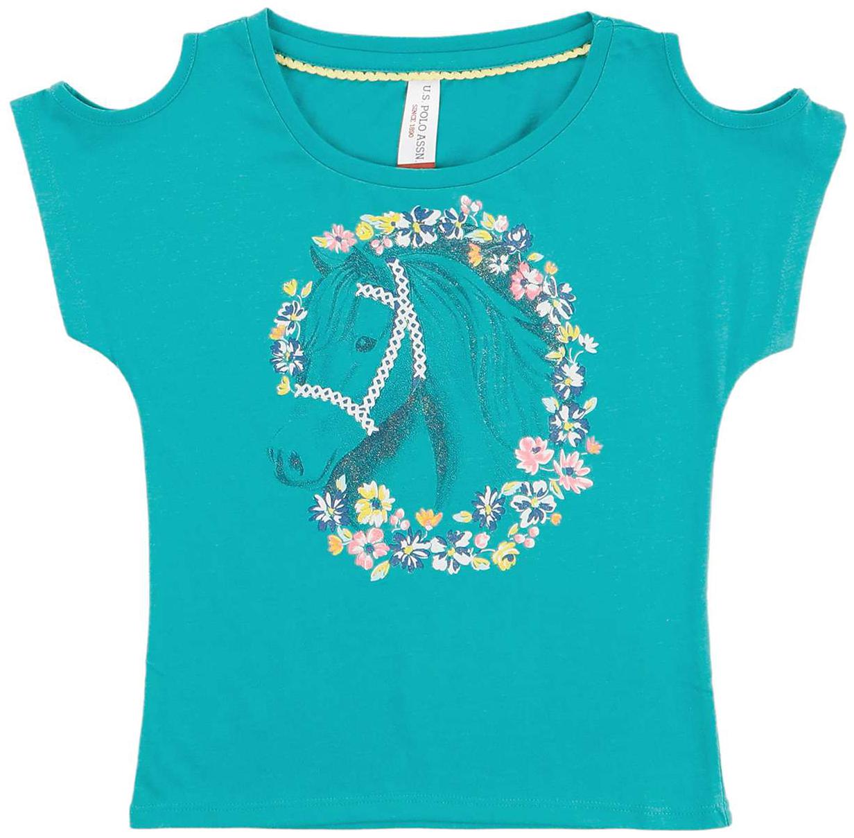 

U S Polo Assn Girl Cotton Printed Top - Green