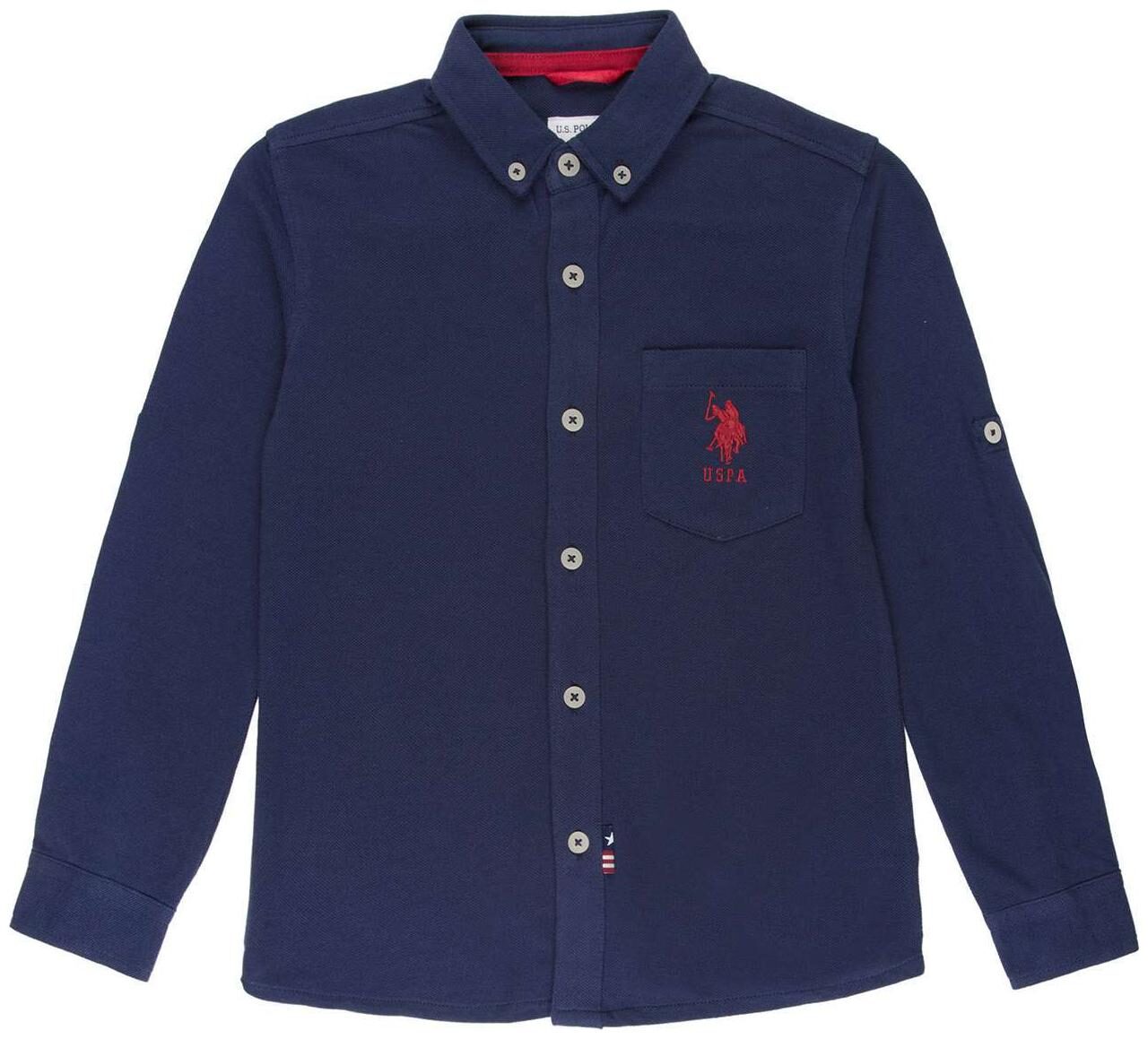 

U S Polo Assn Boy Cotton Solid Shirt Blue