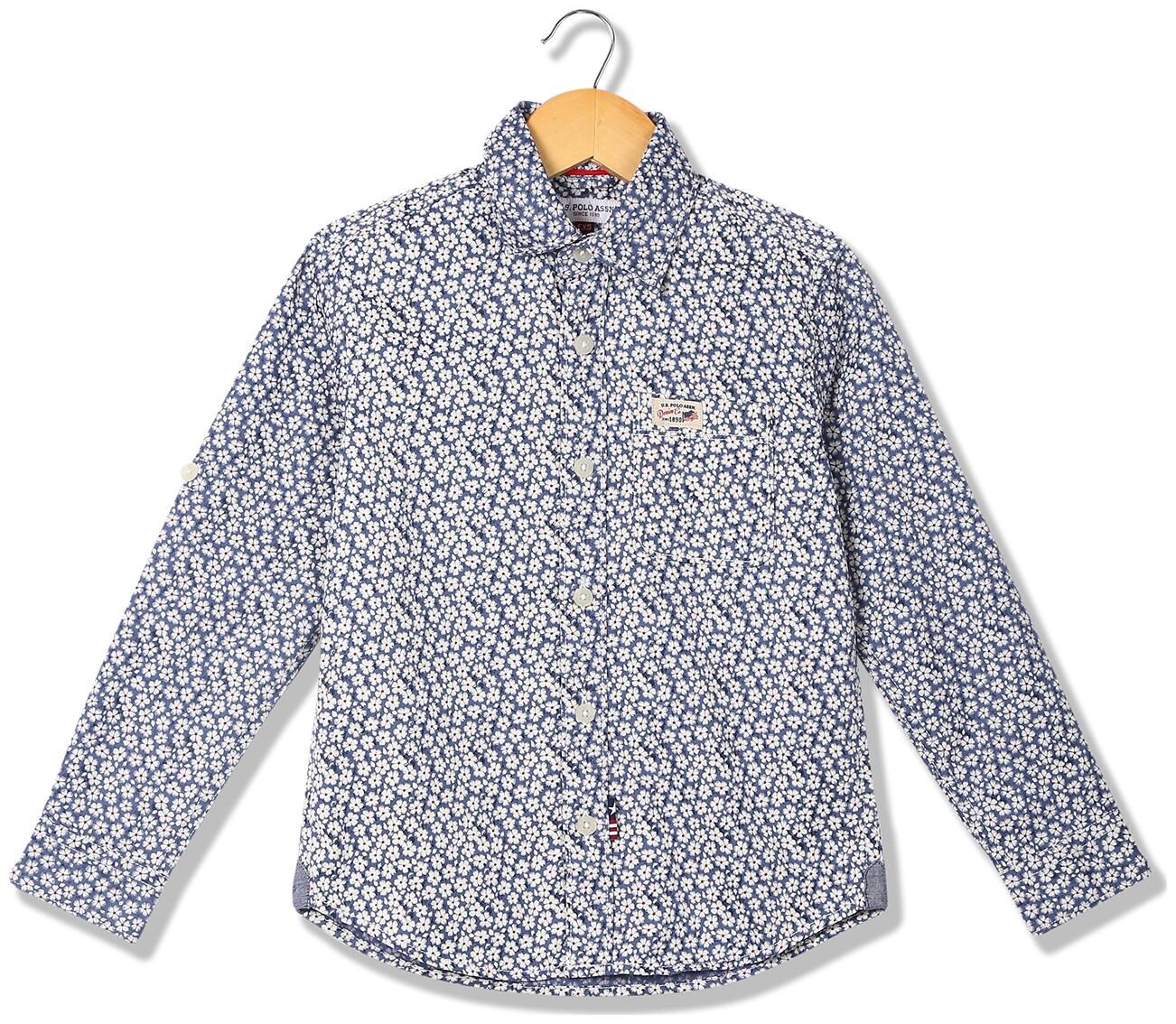 

U S Polo Assn Cotton Printed Shirt for Baby Boy - Grey