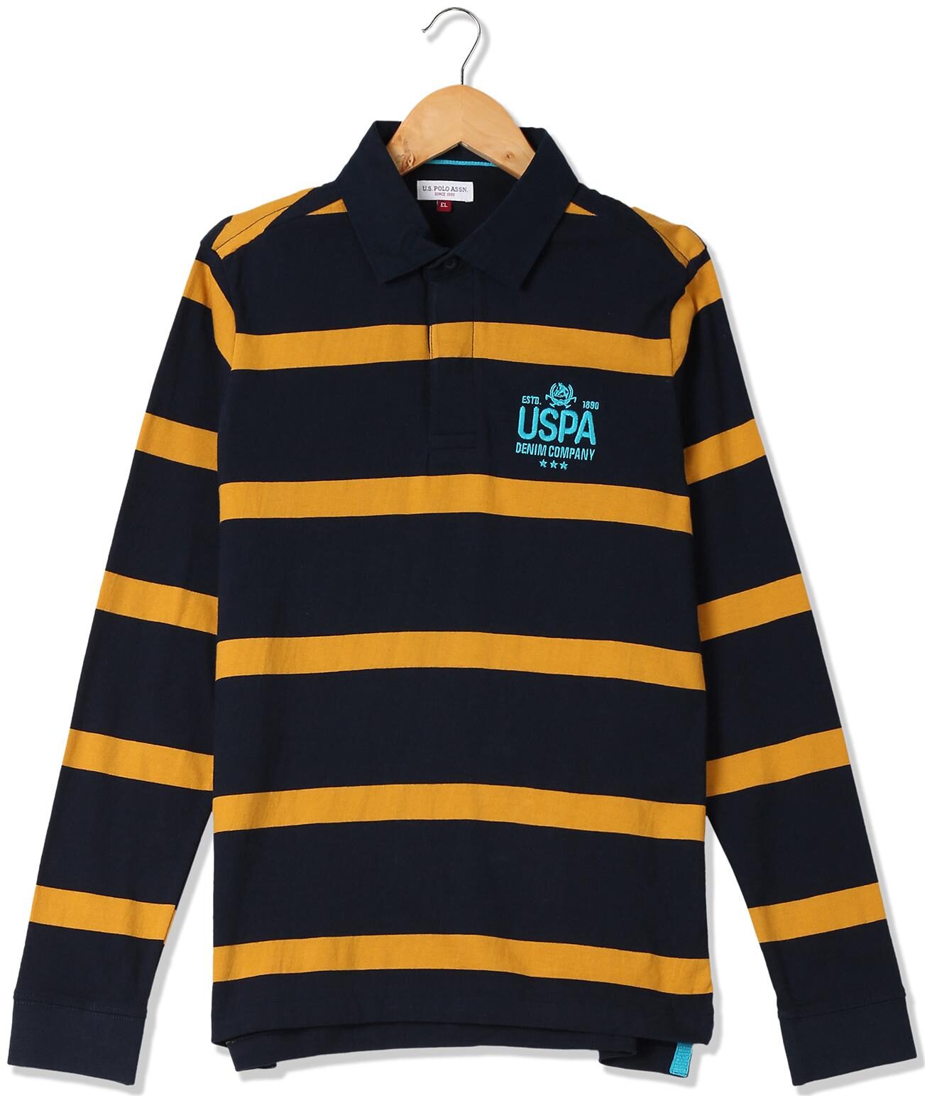 

U S Polo Assn Boy Cotton Solid T-shirt - Blue Yellow
