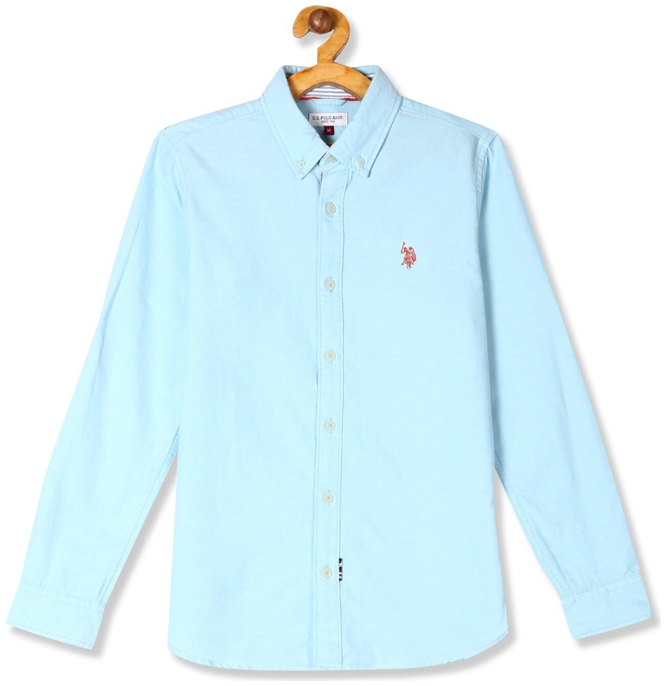 

U S Polo Assn Boy Cotton Solid Shirt Blue