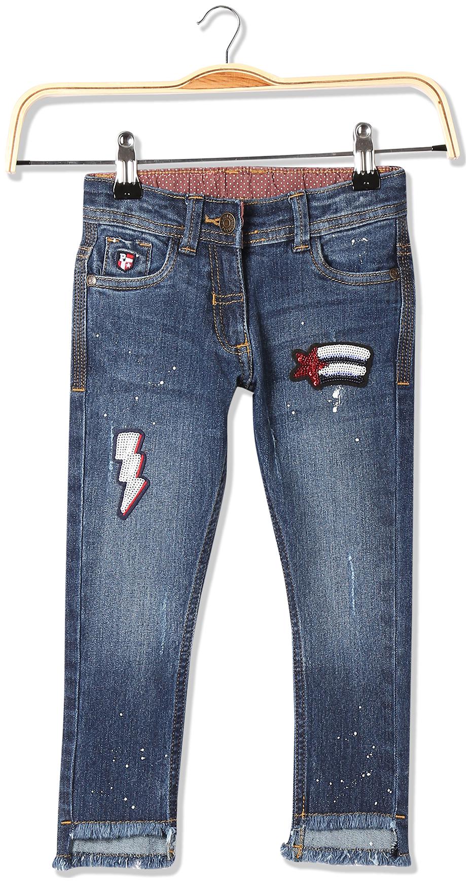 

U S Polo Assn Baby girl Cotton Solid Jeans - Blue