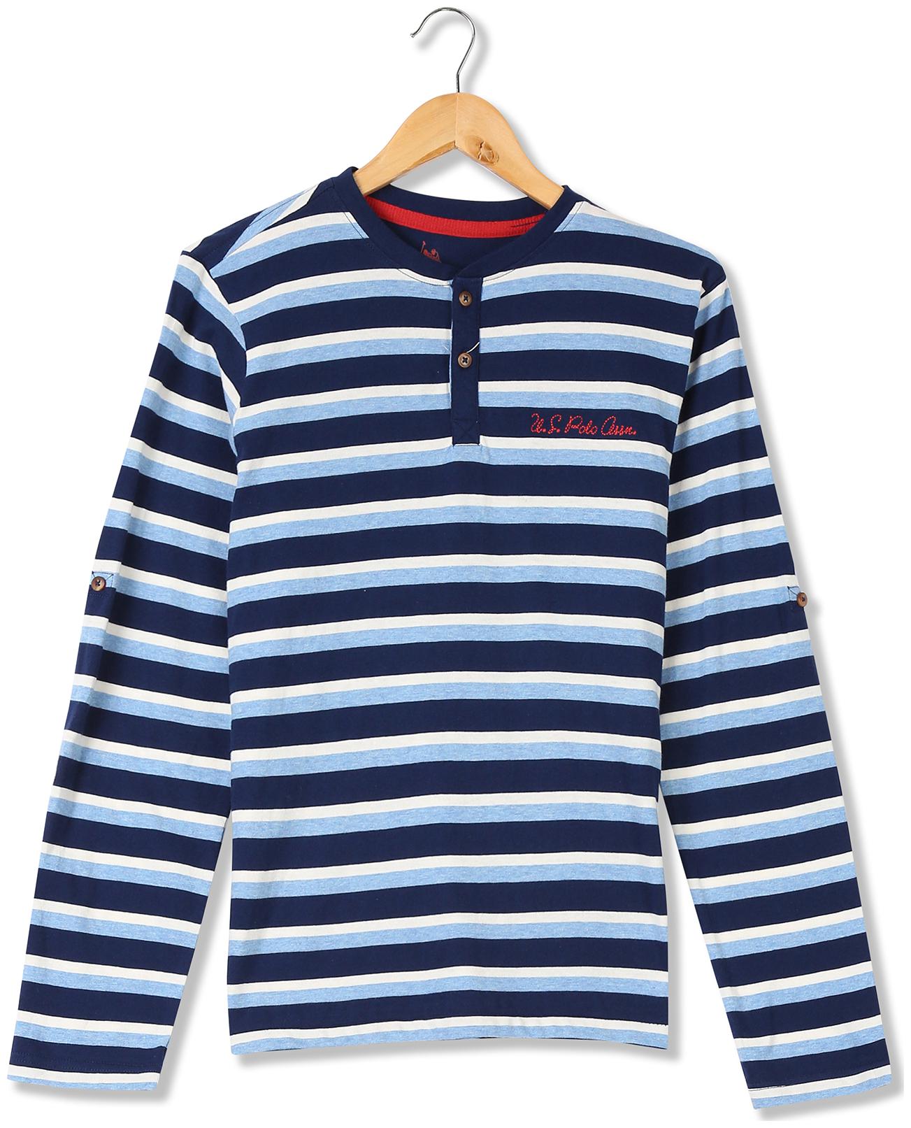 

U S Polo Assn Boy Cotton Striped T-shirt - Blue