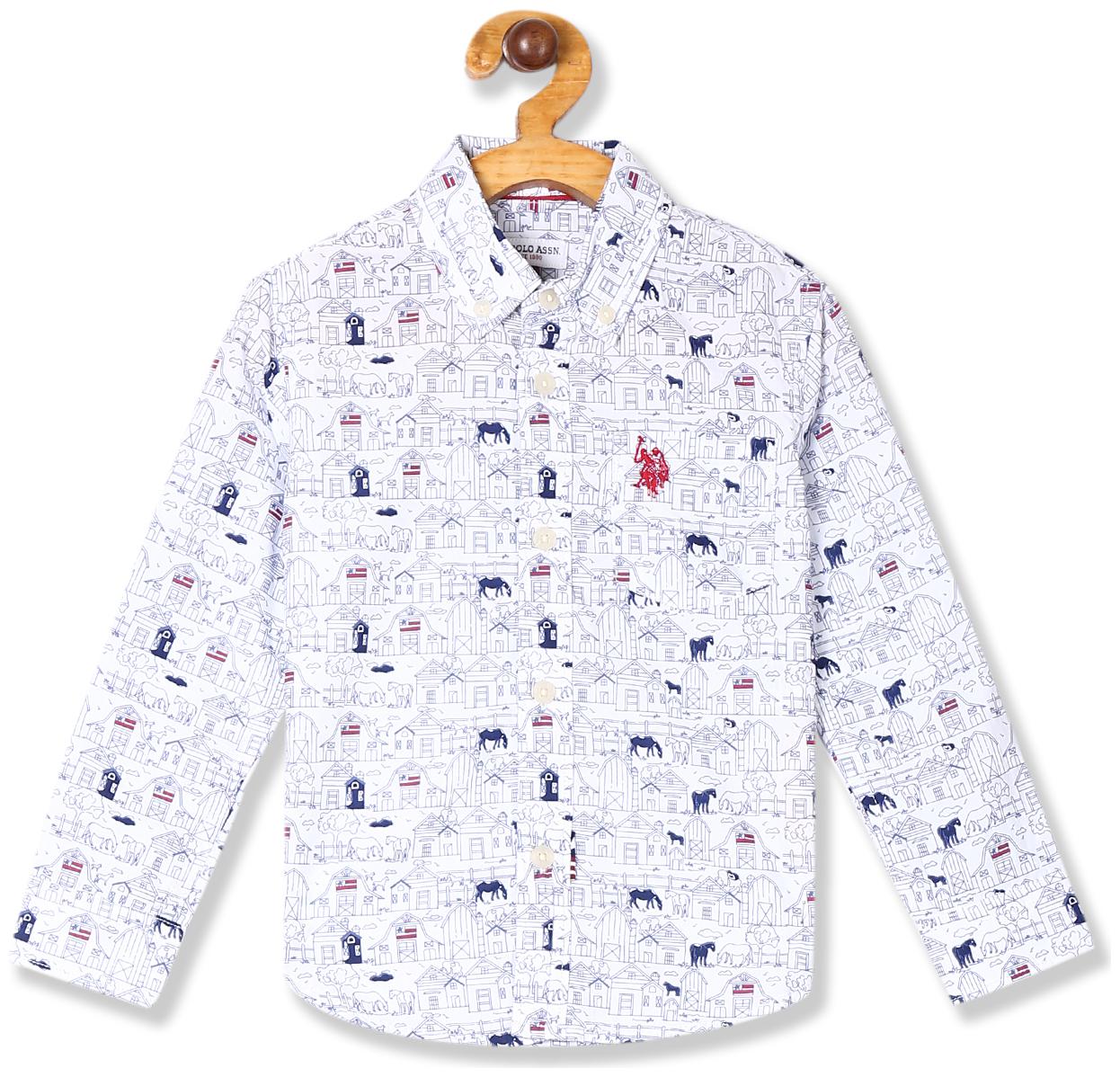

U S Polo Assn Cotton Printed Shirt for Baby Boy - White