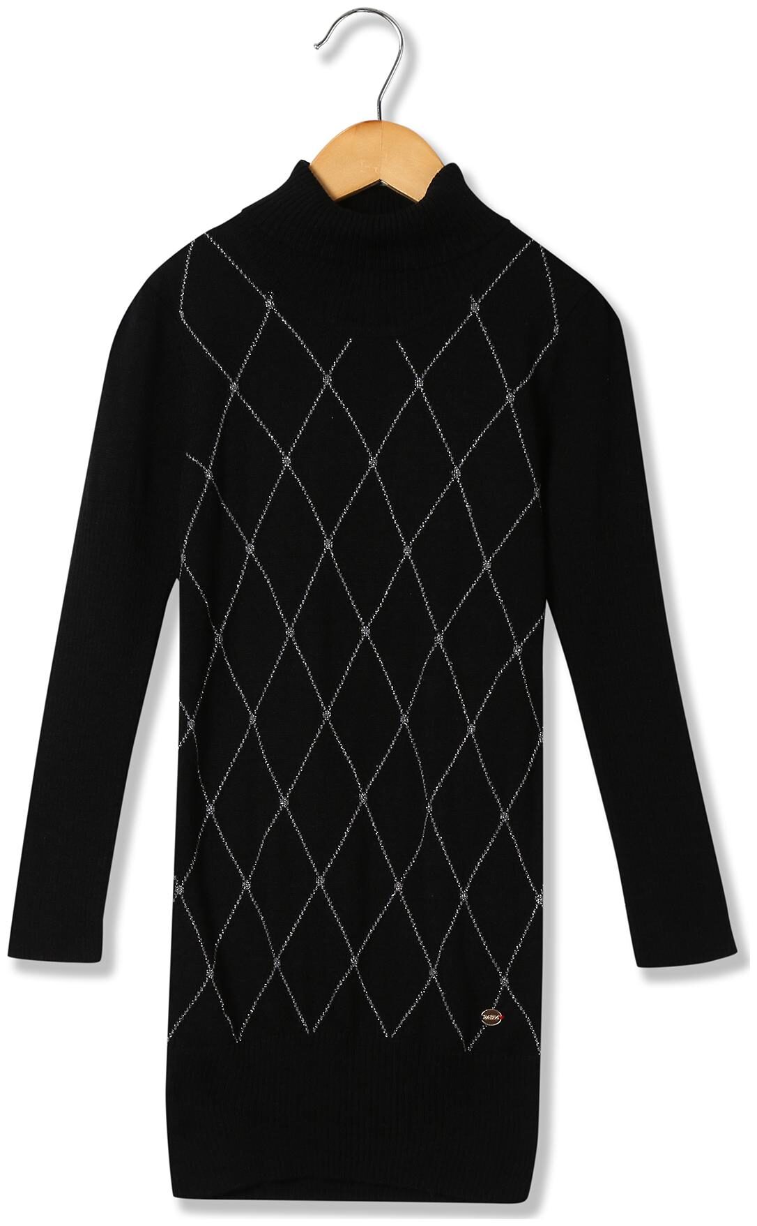 

U S Polo Assn Black Wool Blended Full Sleeves Knee Length Princess Frock ( Pack of 1 )
