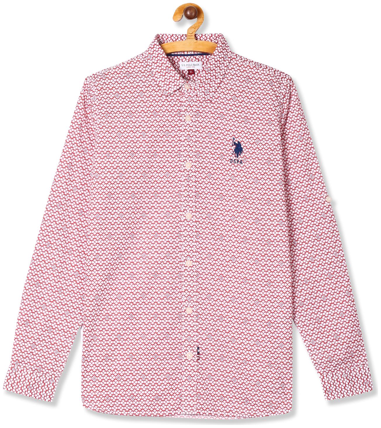 

U S Polo Assn Boy Cotton Printed Shirt Red