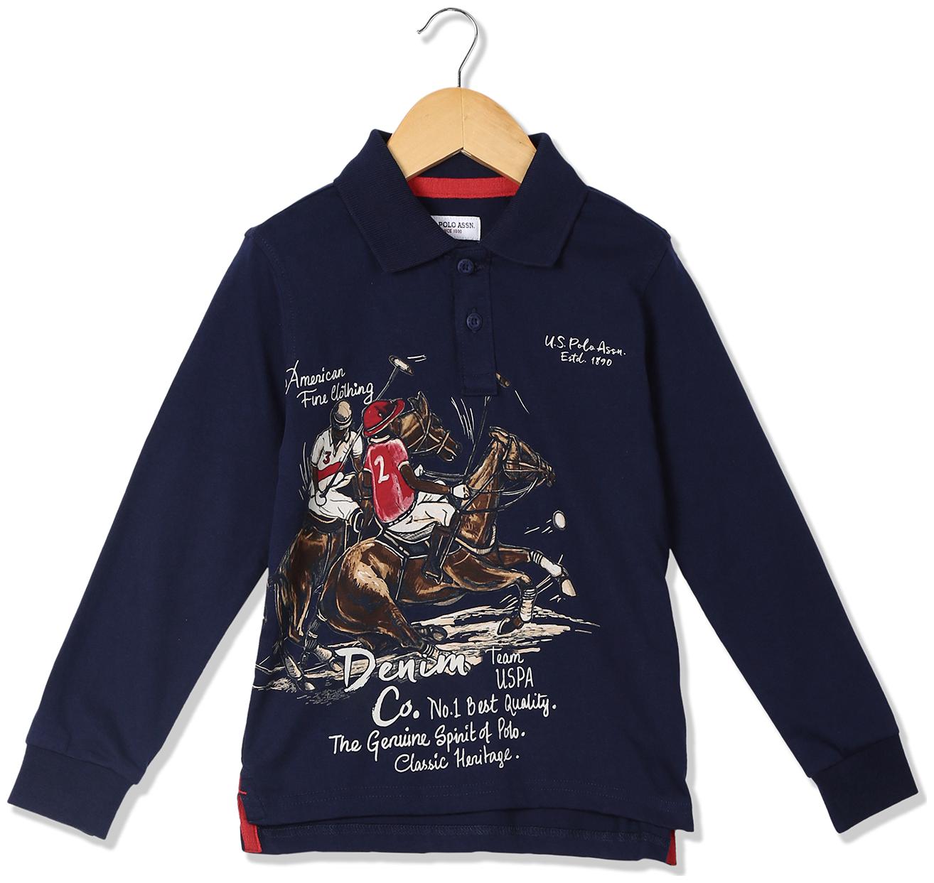 

U S Polo Assn Boy Cotton Printed T-shirt - Black