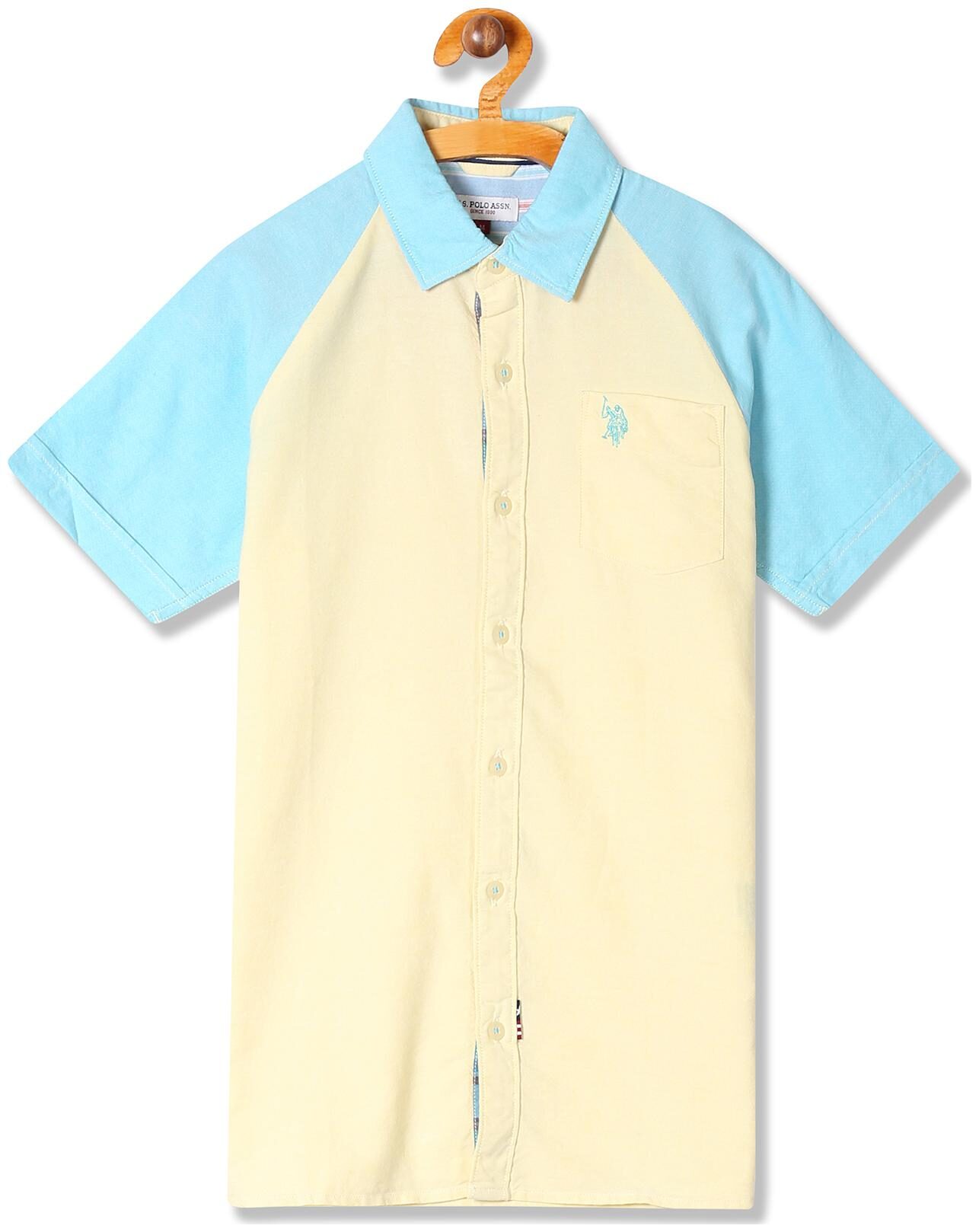 

U S Polo Assn Boy Cotton Colorblocked Shirt Yellow