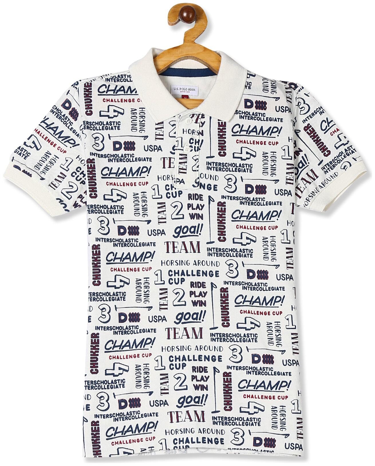 

U S Polo Assn Boy Cotton Printed T-shirt - White