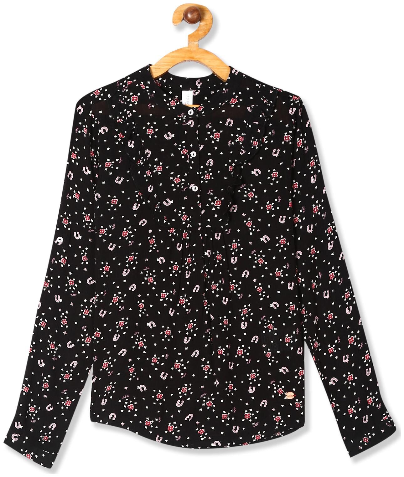 

U S Polo Assn Girl Rayon Printed Top - Black