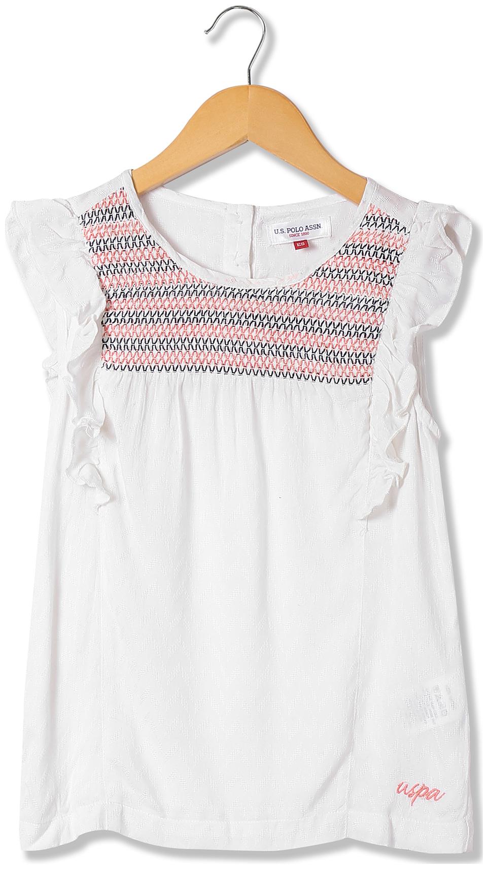 

U S Polo Assn Girl Rayon Self design Top - White