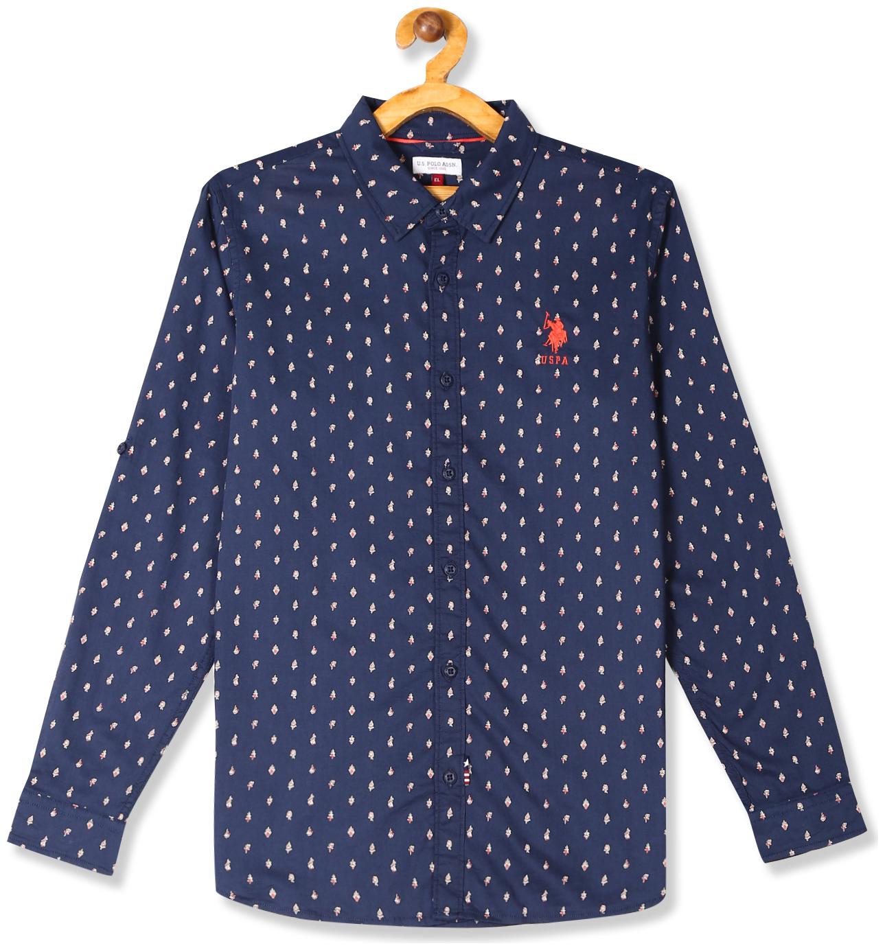 

U S Polo Assn Cotton Printed Shirt for Baby Boy - Blue