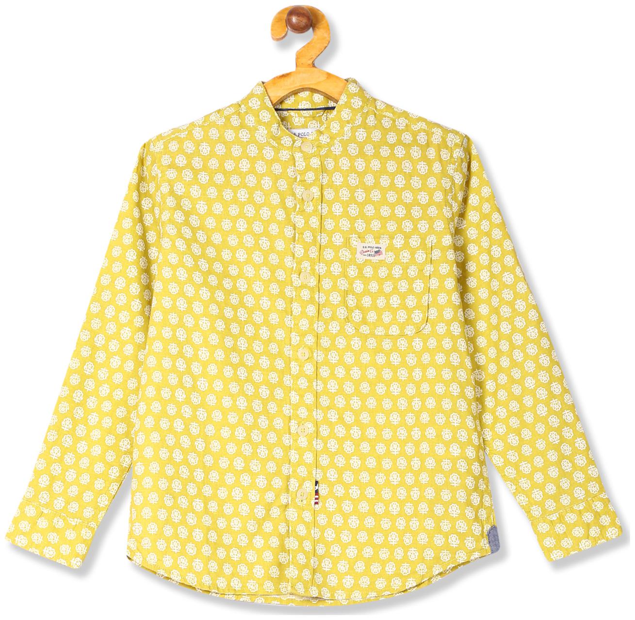 

U S Polo Assn Boy Cotton Printed Shirt Yellow