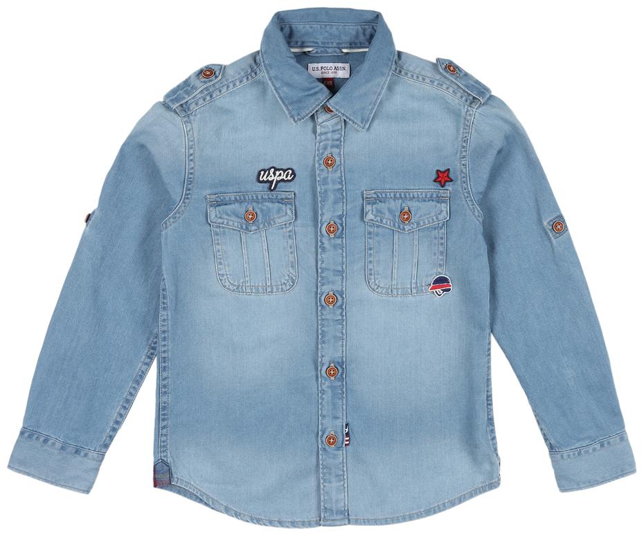 

U S Polo Assn Boy Cotton Solid Shirt Blue
