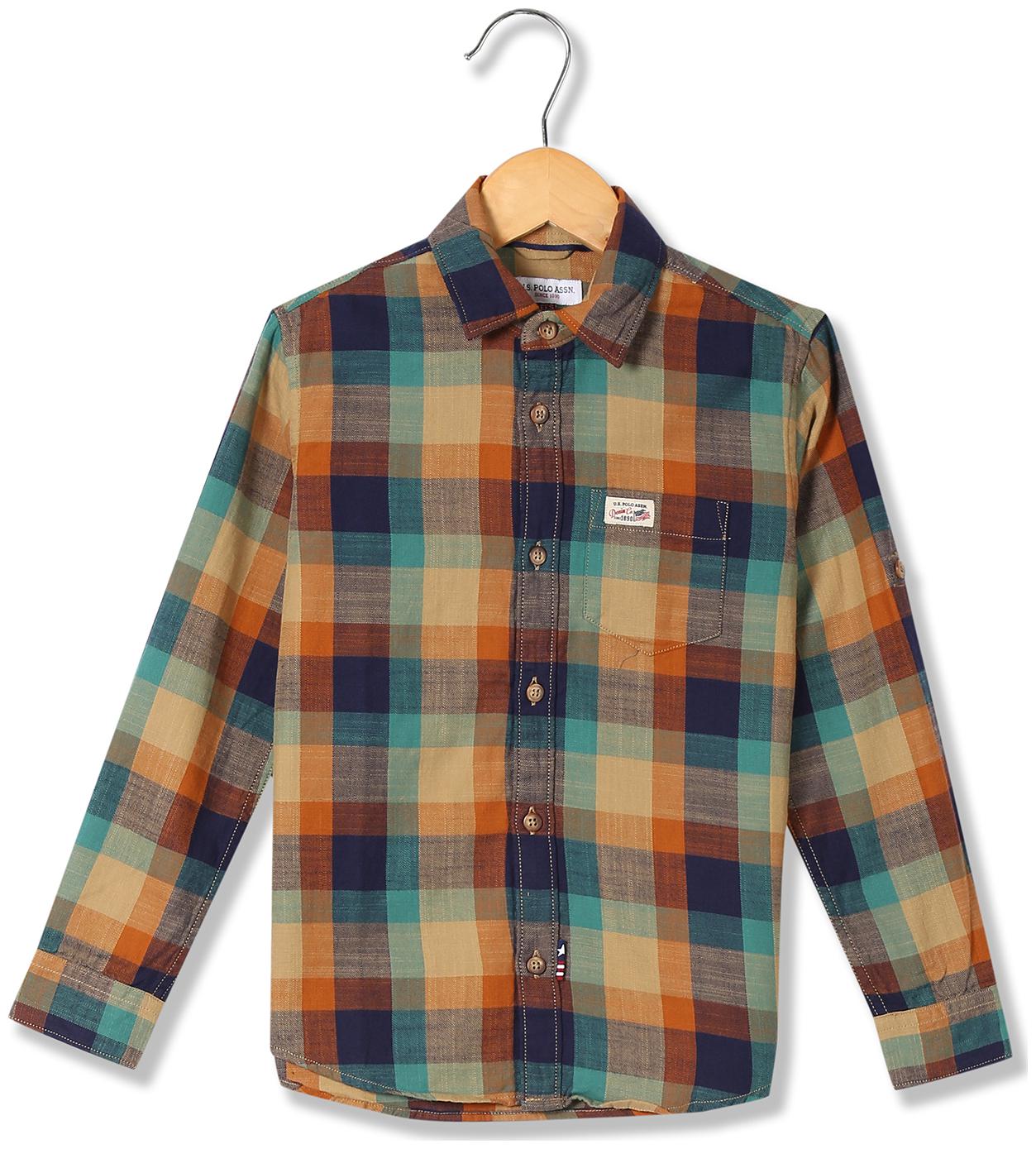 

U S Polo Assn Boy Cotton Checked Shirt Multi