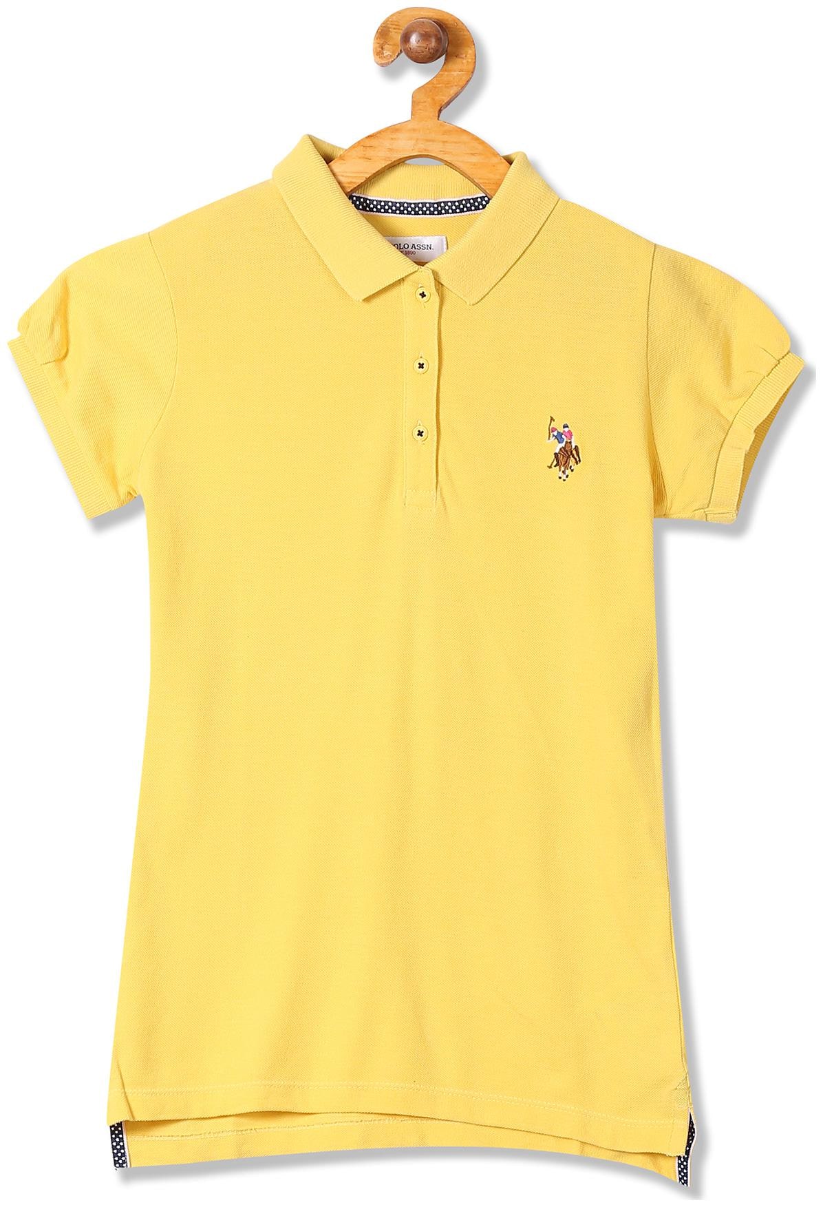 

U S Polo Assn Girl Cotton Solid T shirt - Yellow