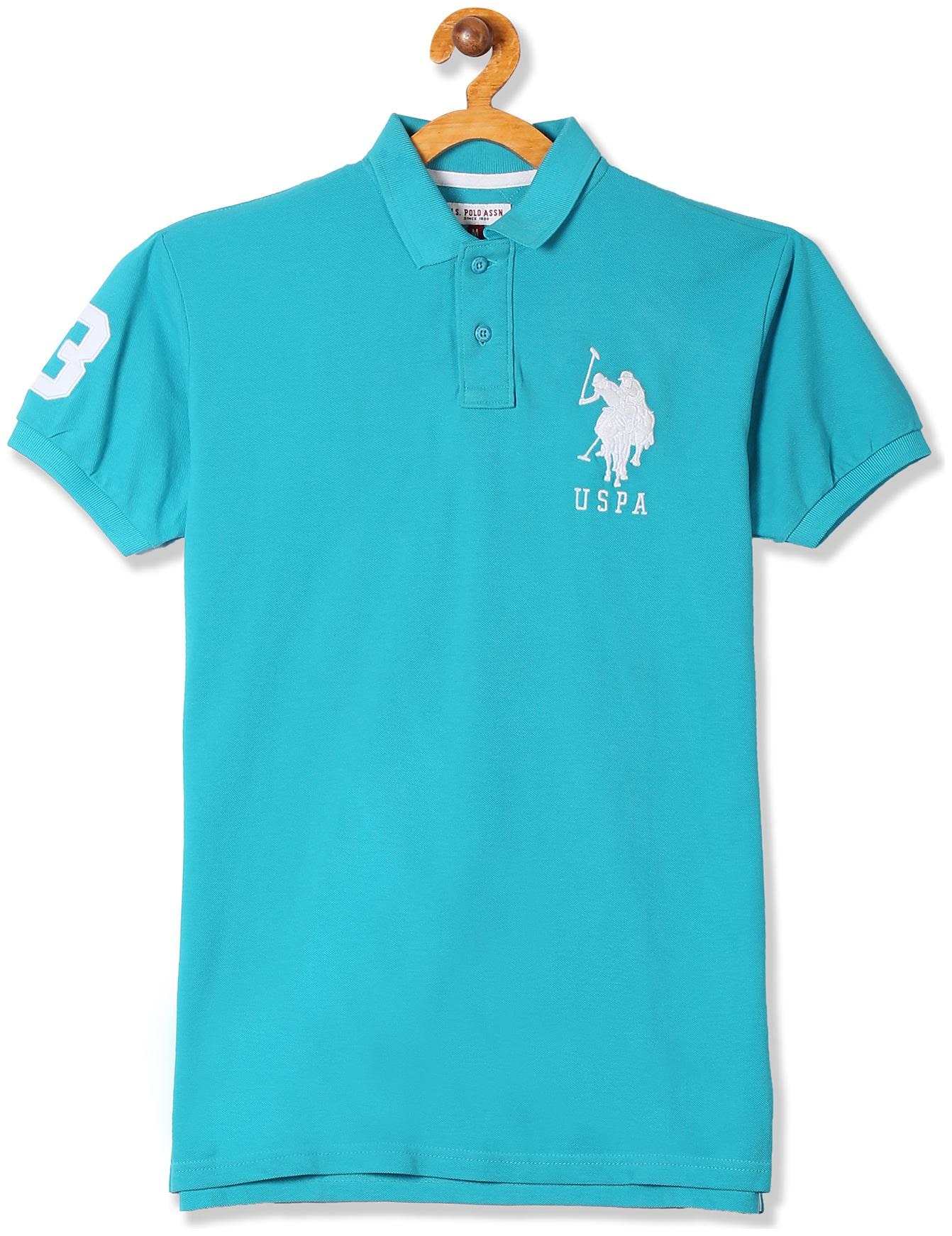 

U S Polo Assn Boy Cotton Solid T-shirt - Blue
