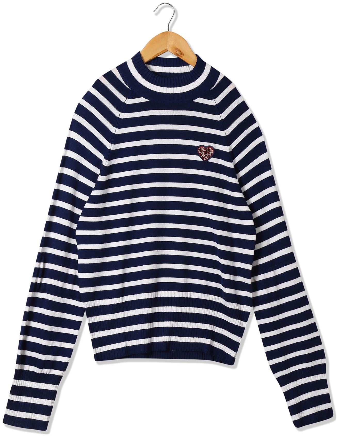

U S Polo Assn Girl Viscose Striped Top - Blue