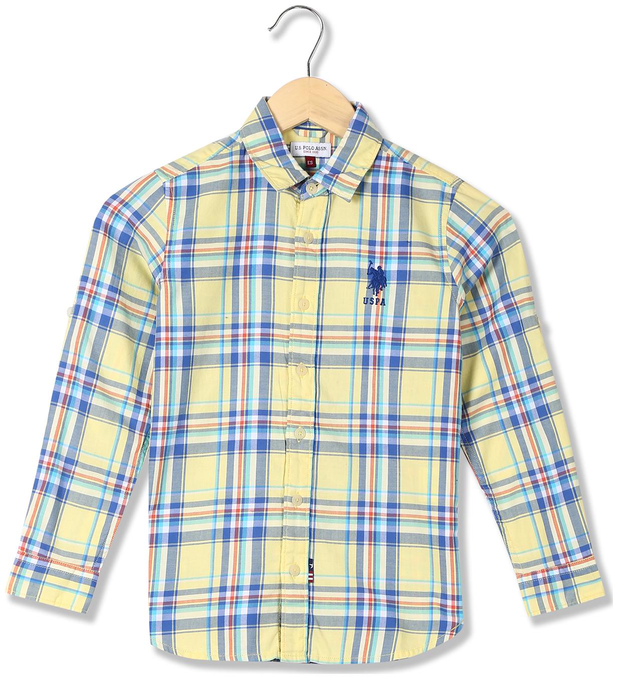 

U S Polo Assn Boy Cotton Checked Shirt Yellow