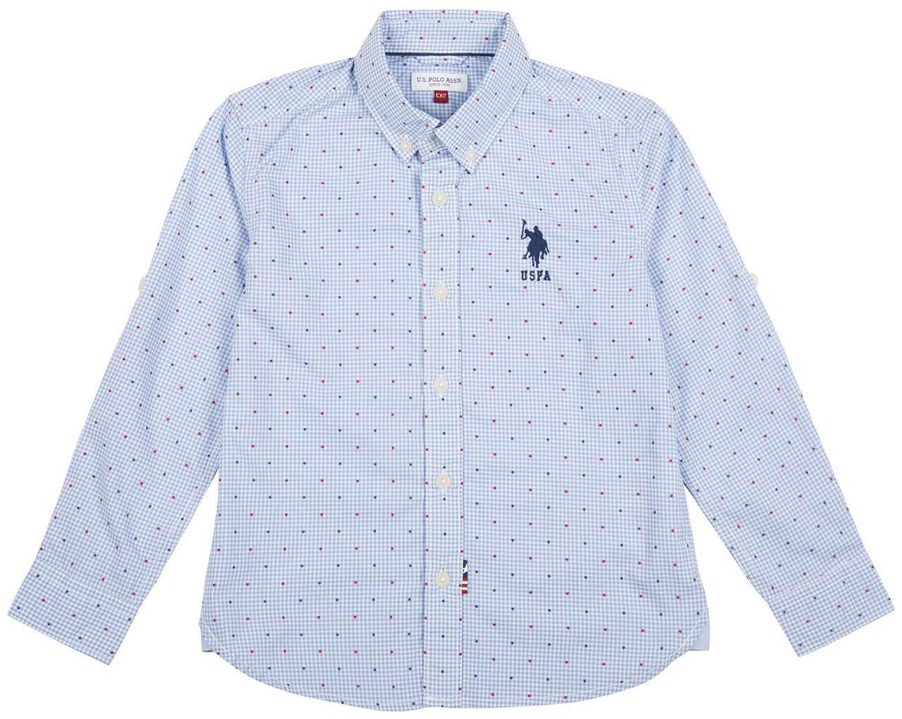 

U S Polo Assn Boy Cotton Checked Shirt Blue