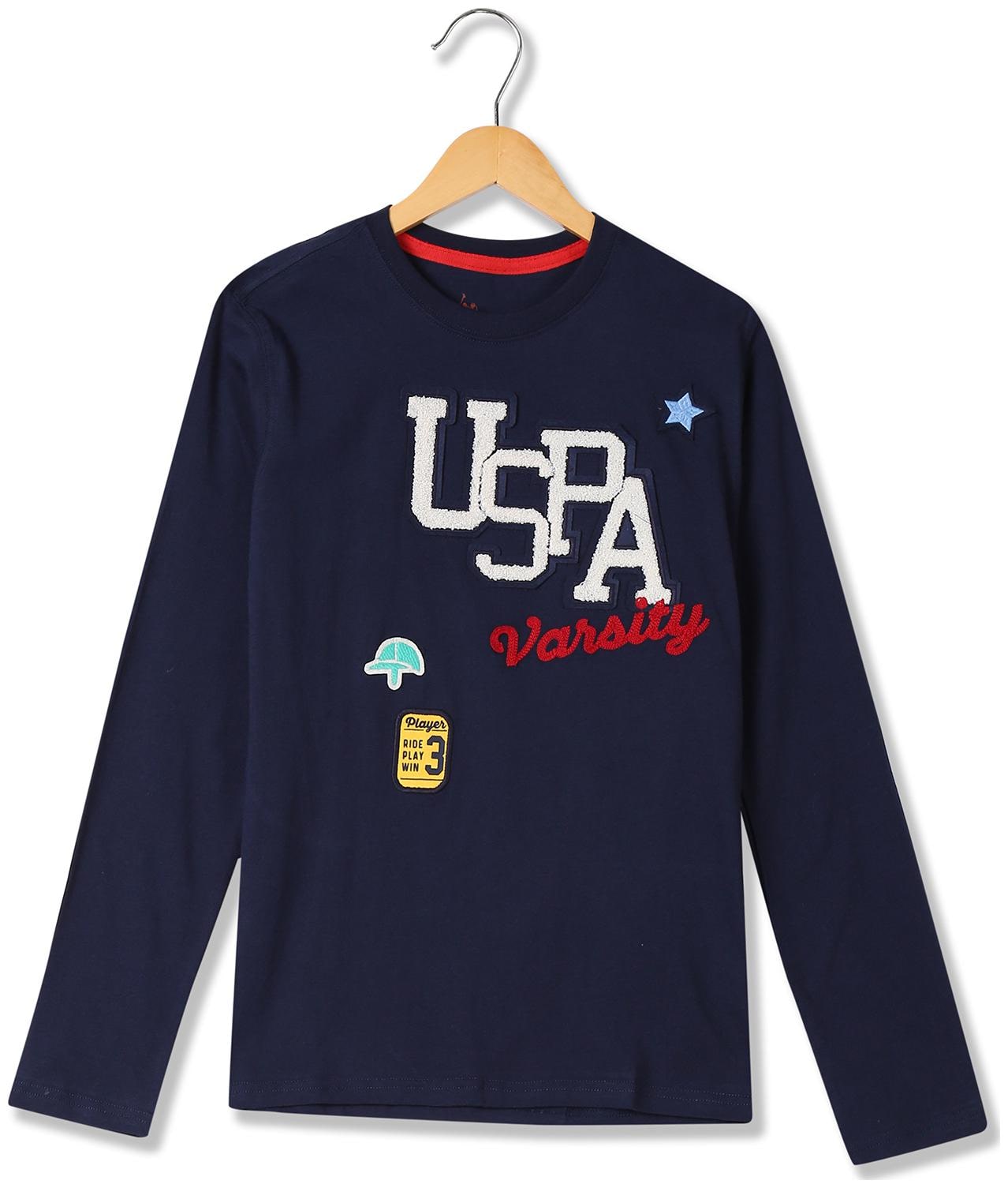 

U S Polo Assn Boy Cotton Printed T-shirt - Blue