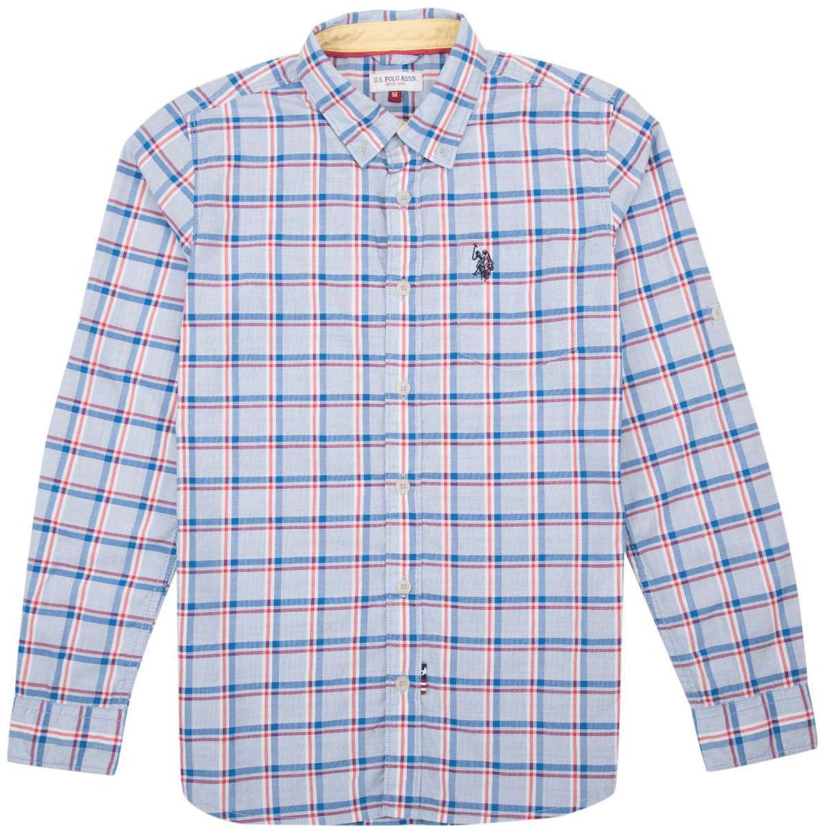 

U S Polo Assn Boy Cotton Checked Shirt Blue