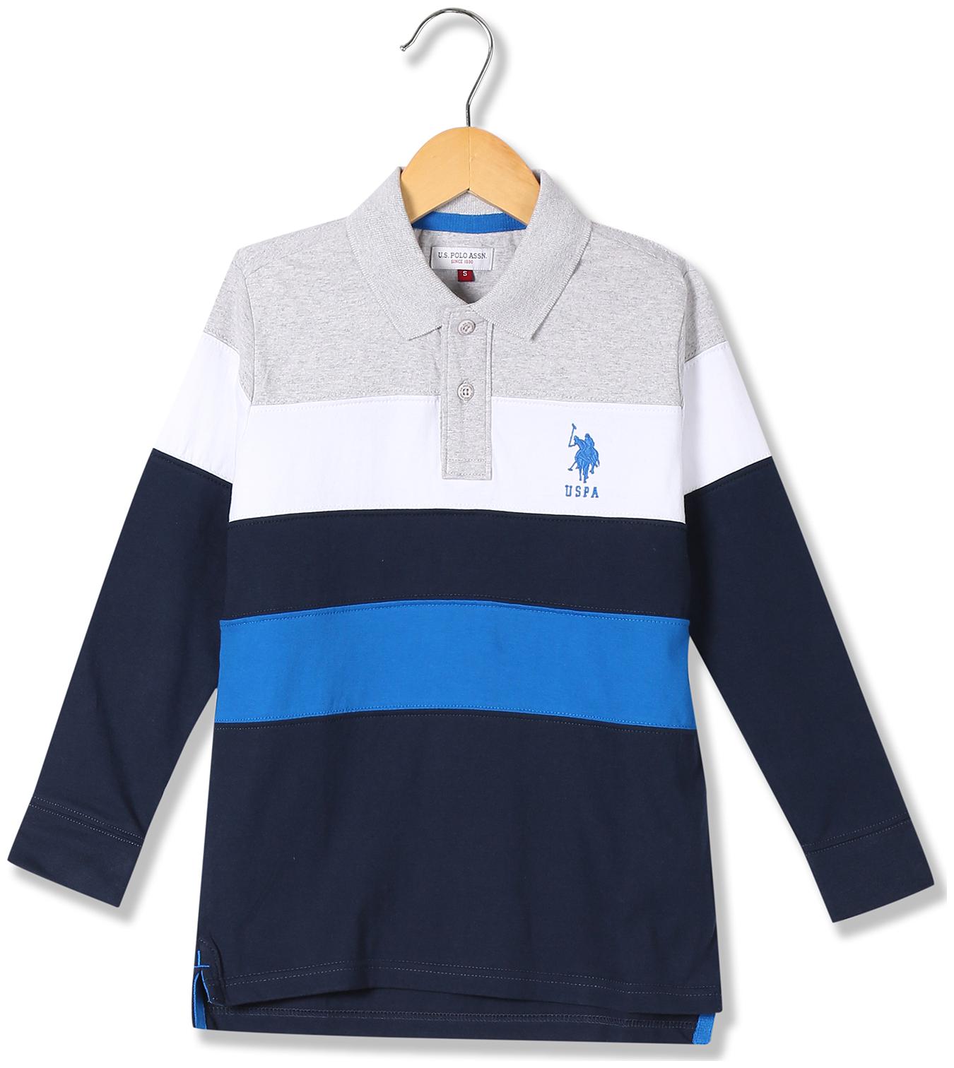 

U S Polo Assn Boy Cotton Striped T-shirt - Blue