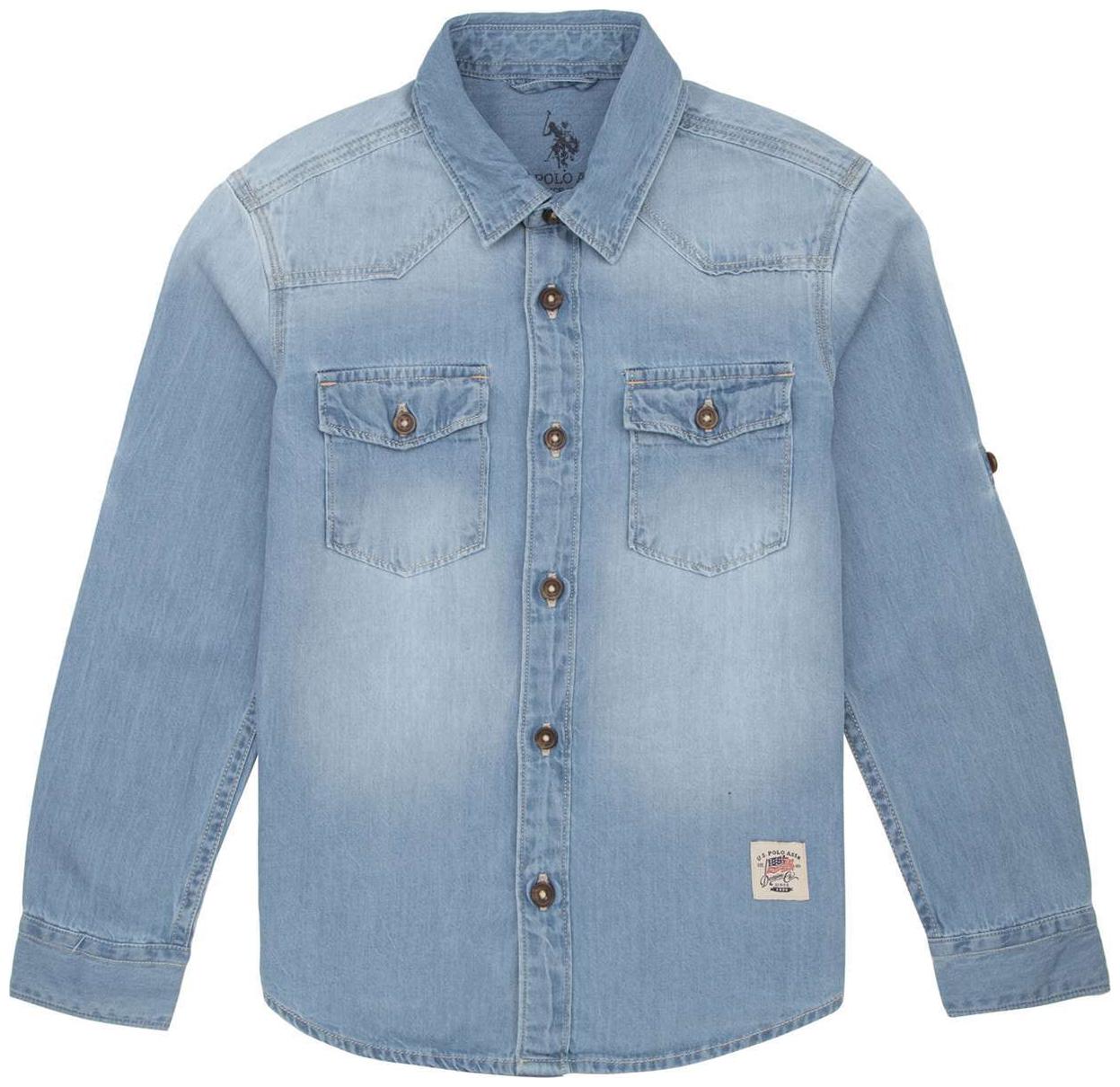 

U S Polo Assn Boy Cotton Solid Shirt Blue