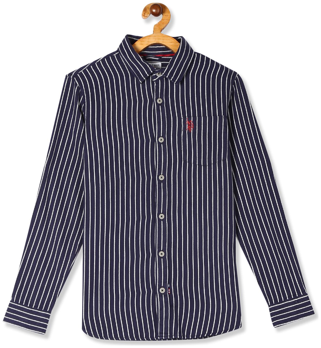 

U S Polo Assn Boy Cotton Striped Shirt Blue