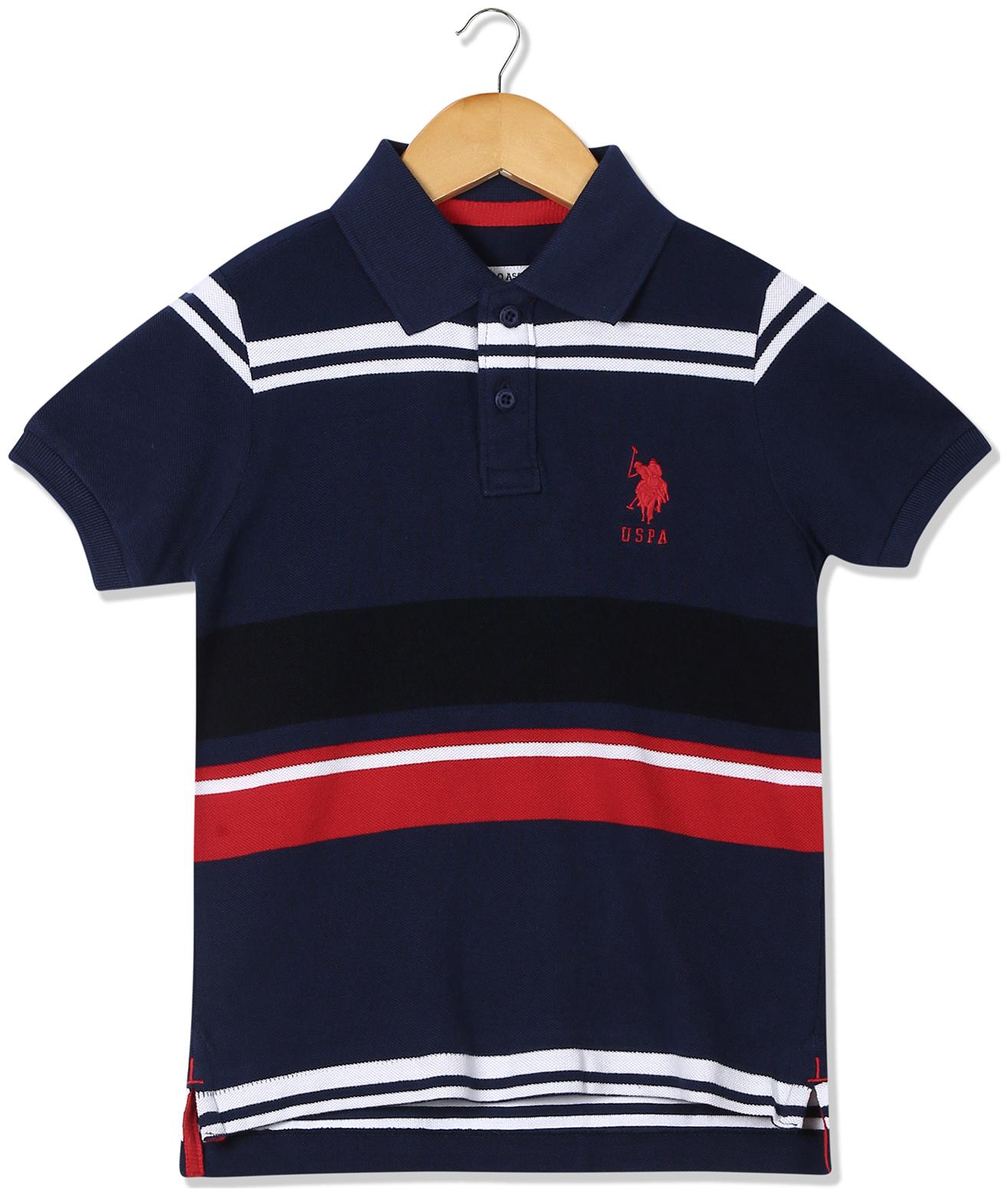 

U S Polo Assn Boy Cotton Striped T-shirt - Blue