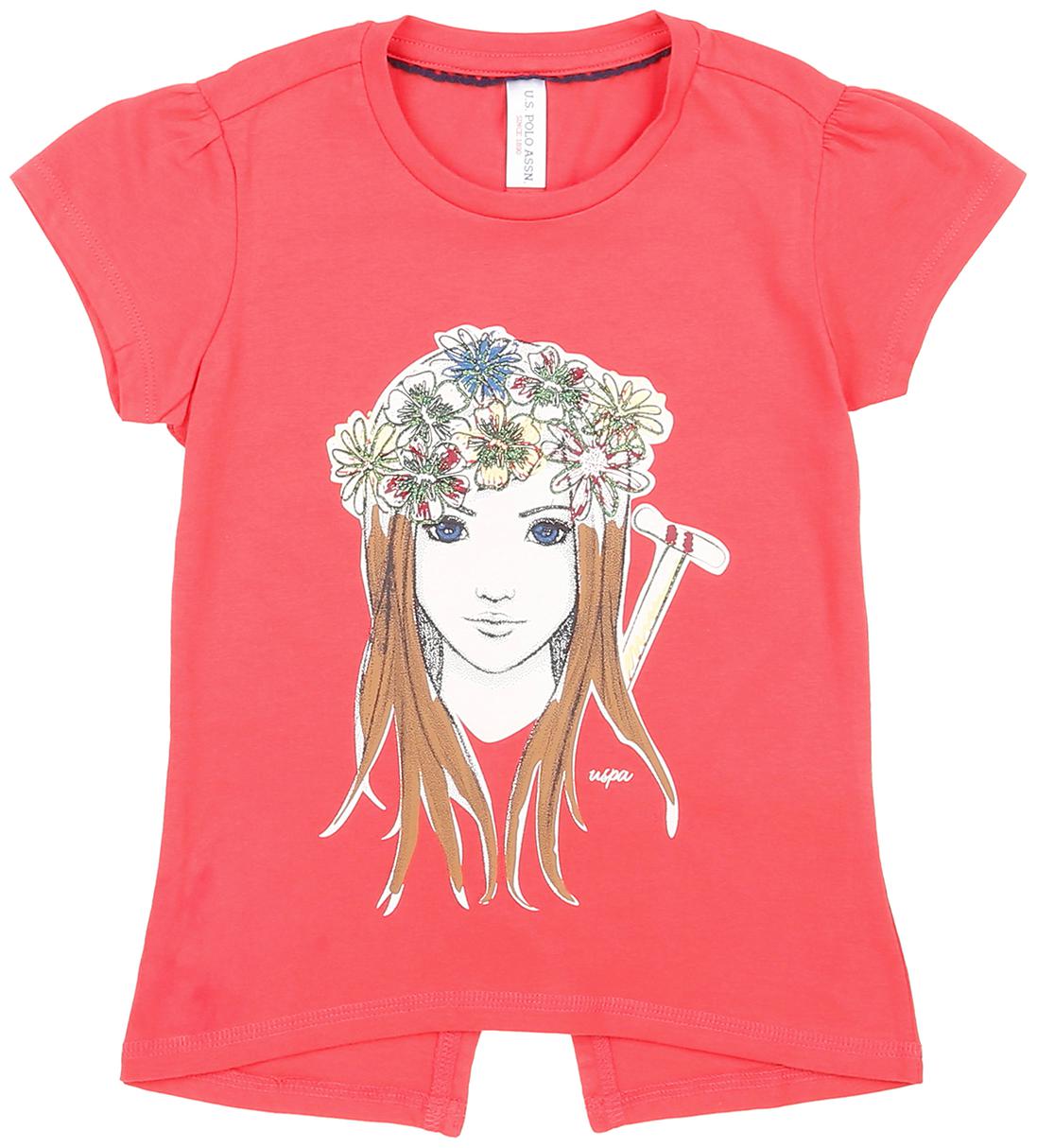 

U S Polo Assn Girl Cotton Printed T shirt - Pink