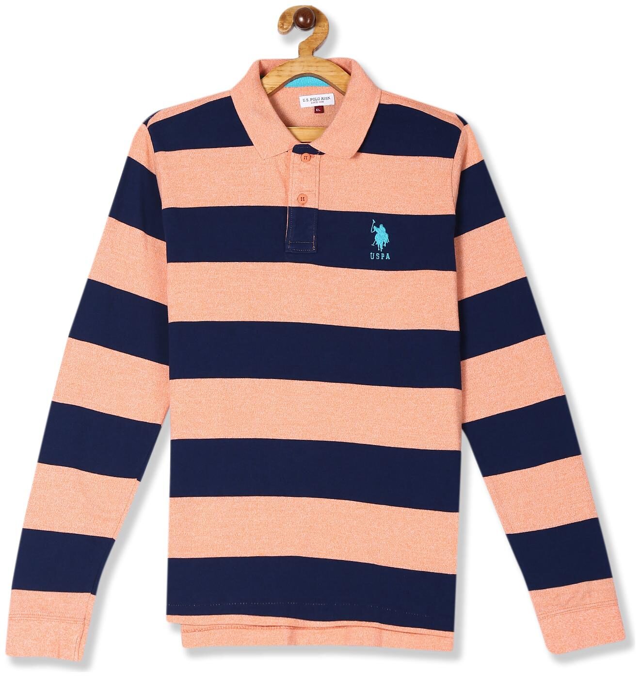 

U S Polo Assn Cotton Striped T shirt for Baby Boy - Orange