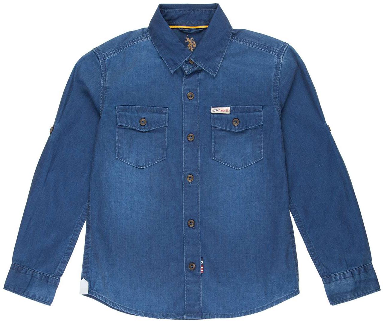 

U S Polo Assn Boy Cotton Solid Shirt Blue